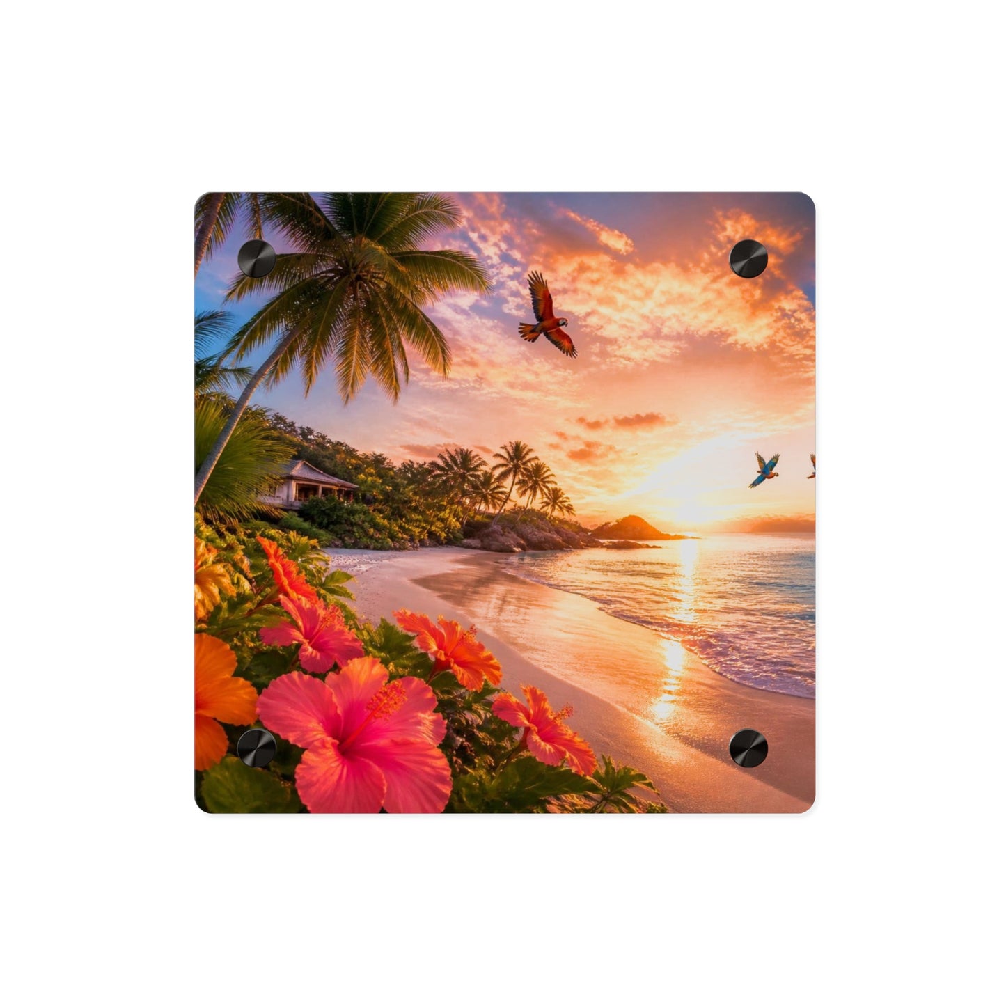 Tropical Beach Sunset Acrylic Wall Art Panel