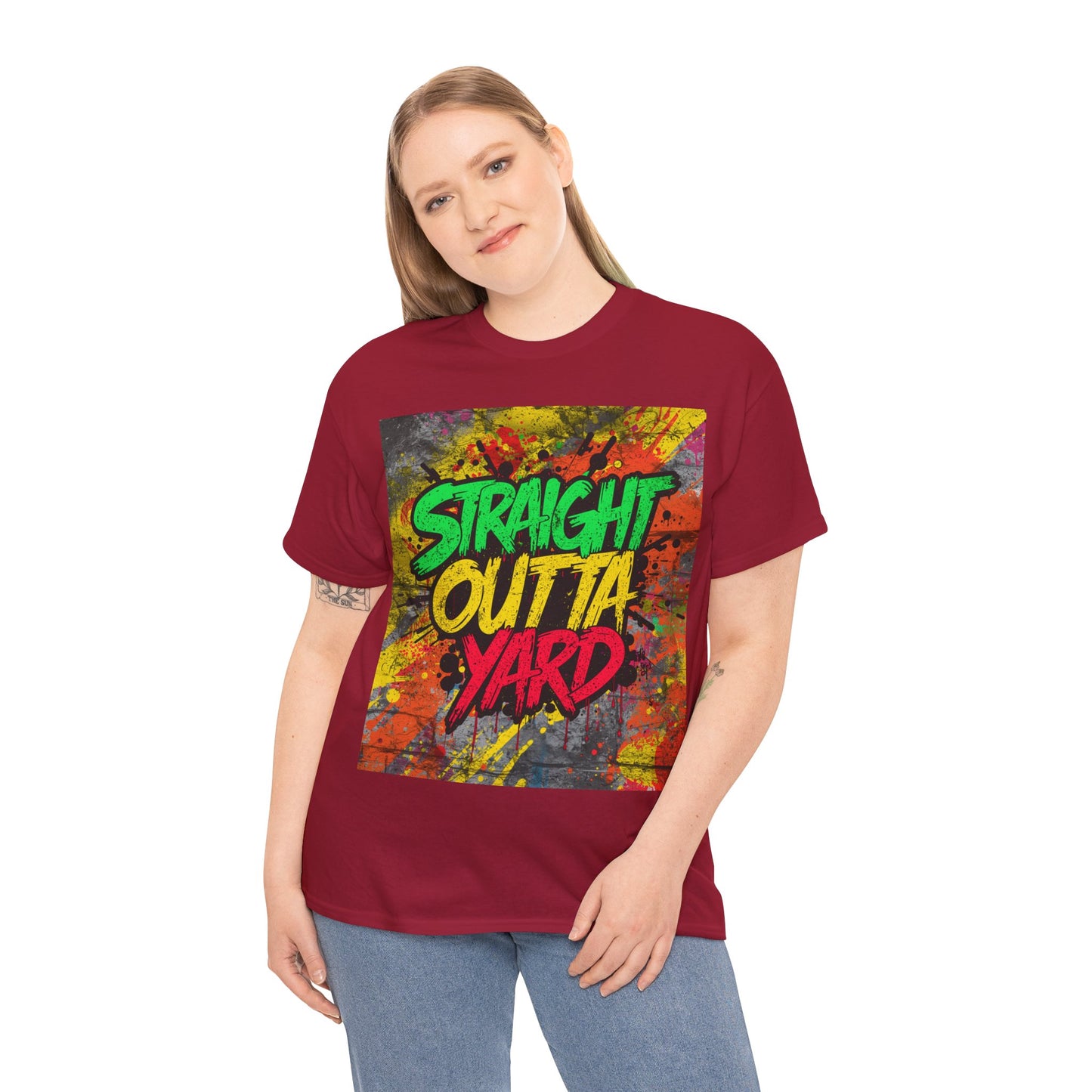 Straight Outta Yard T-Shirt — Casual Jamaican Phrase Tee