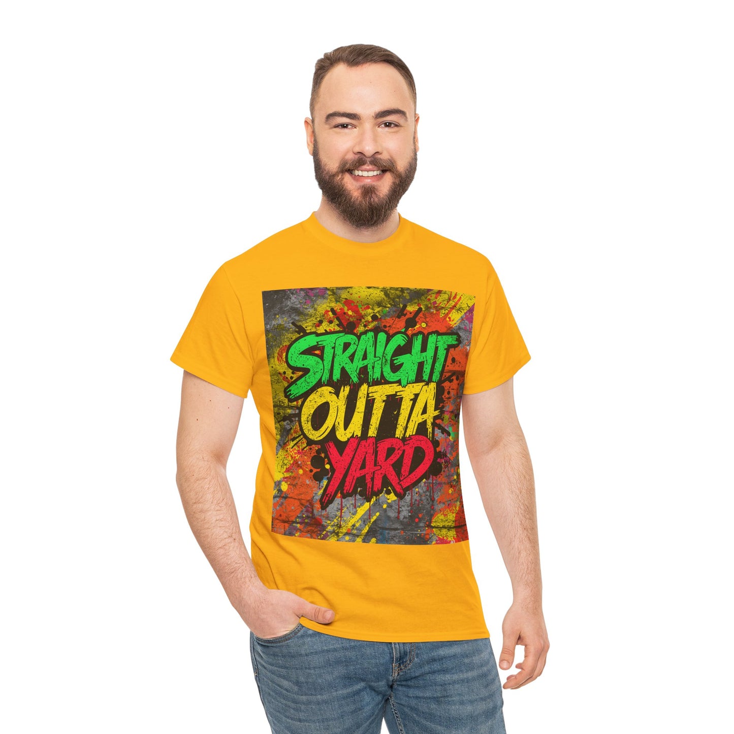 Straight Outta Yard T-Shirt — Casual Jamaican Phrase Tee