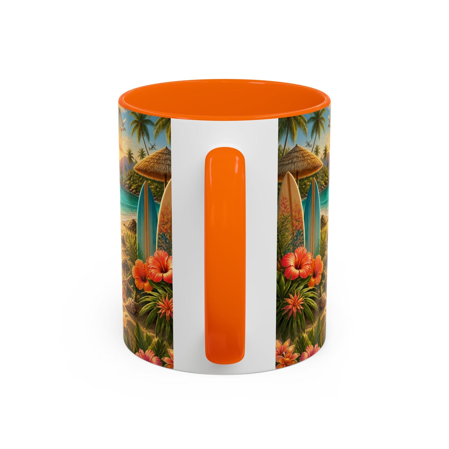 Tropical Beach Coffee Mug – Sunset Luau Hawaiian Floral Accent