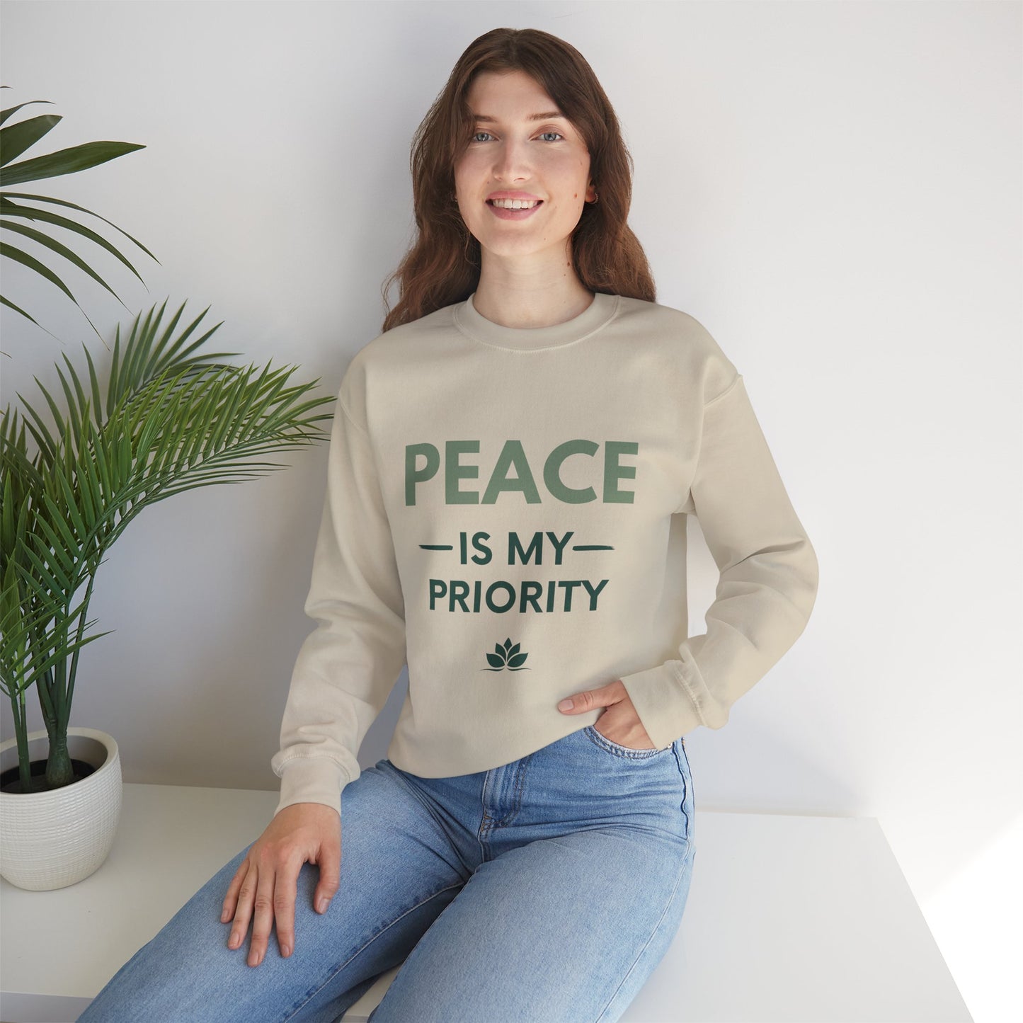 Peace Is My Priority Sweatshirt — Relaxed Crewneck Pullover for Mindfulness & Self-Care