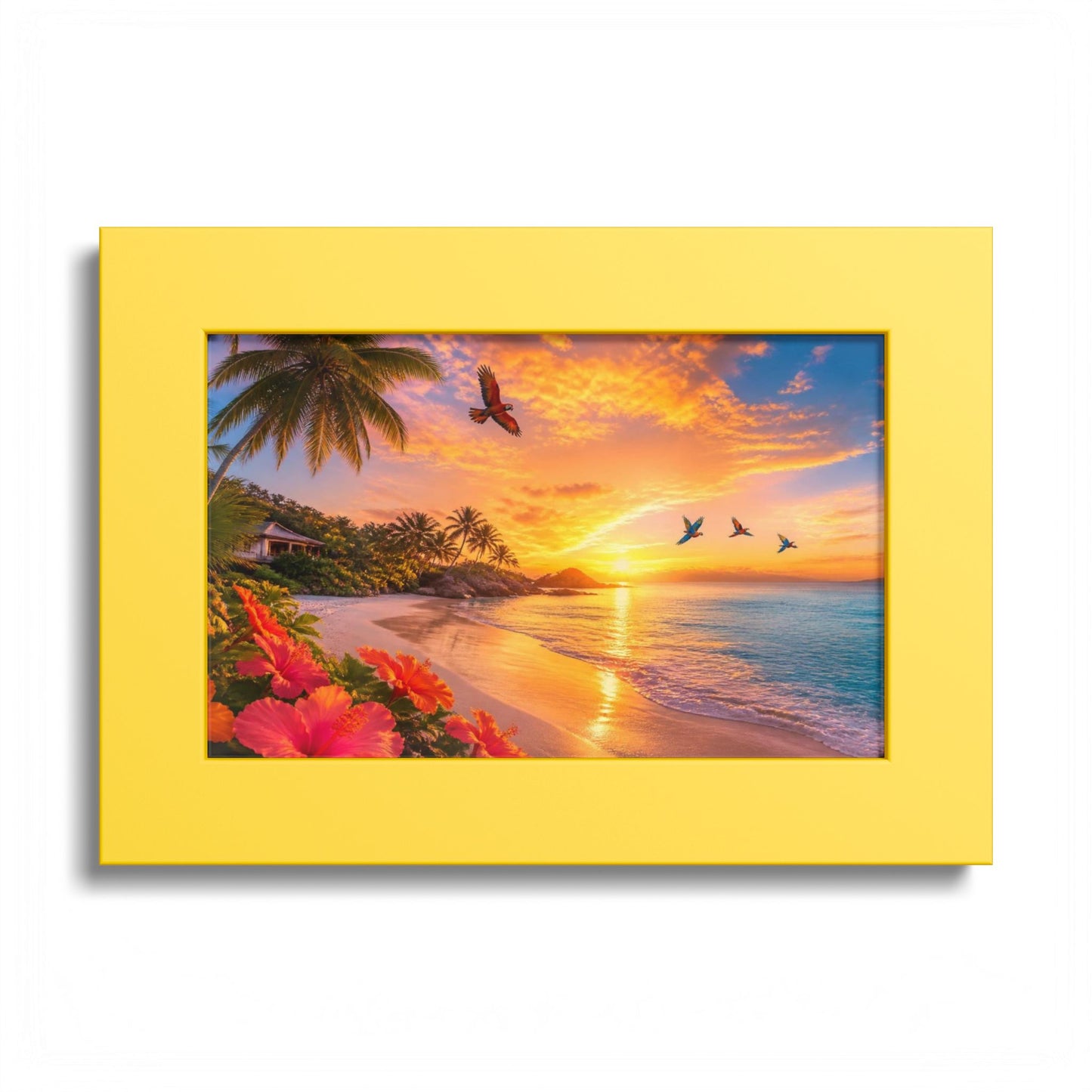 Tropical Sunset Framed Poster — Colorful Beach Wall Art