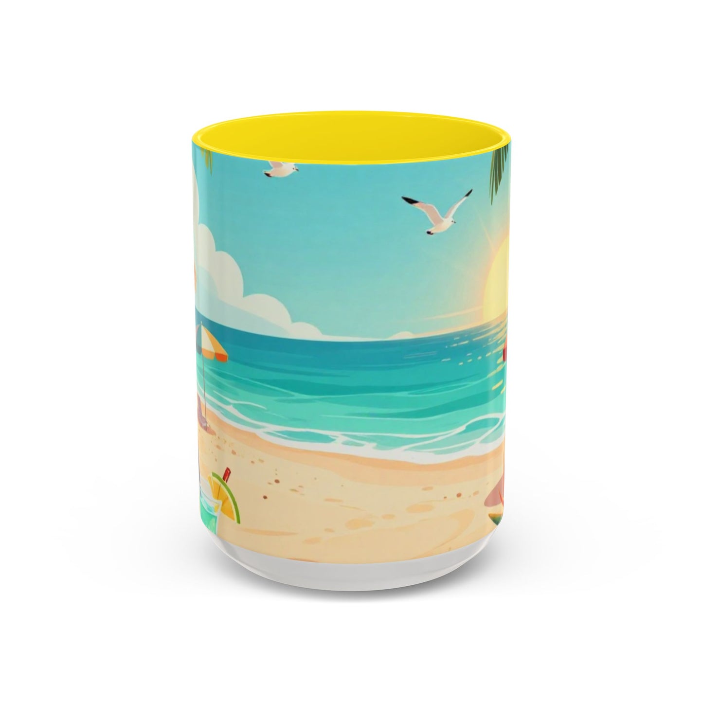 Beach Sunrise Coffee Mug — Tropical Ocean Scene Accent Mug (11/15oz)