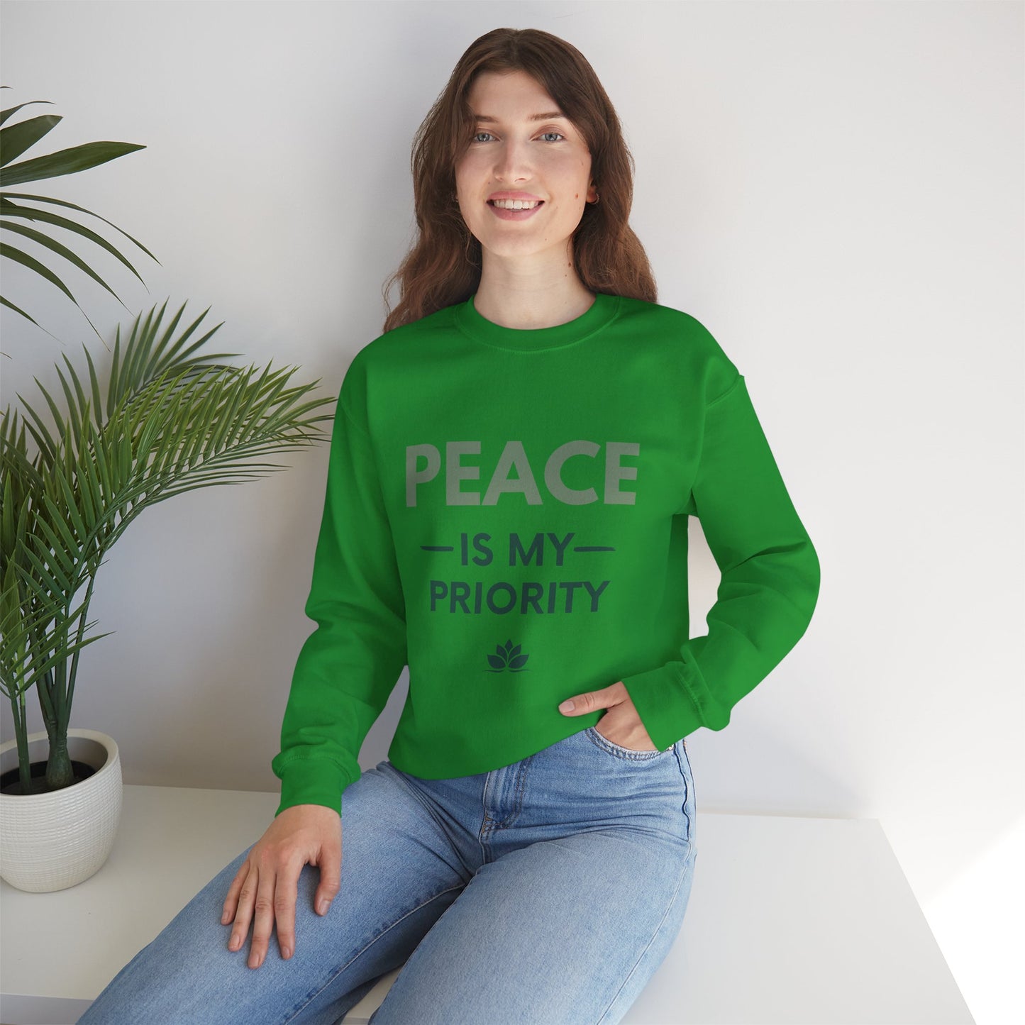 Peace Is My Priority Sweatshirt — Relaxed Crewneck Pullover for Mindfulness & Self-Care
