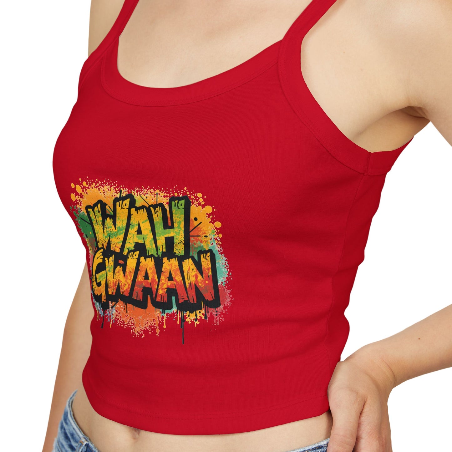 Wah Gwaan Women's Tank Top — Caribbean Vibes Spaghetti Strap Tee