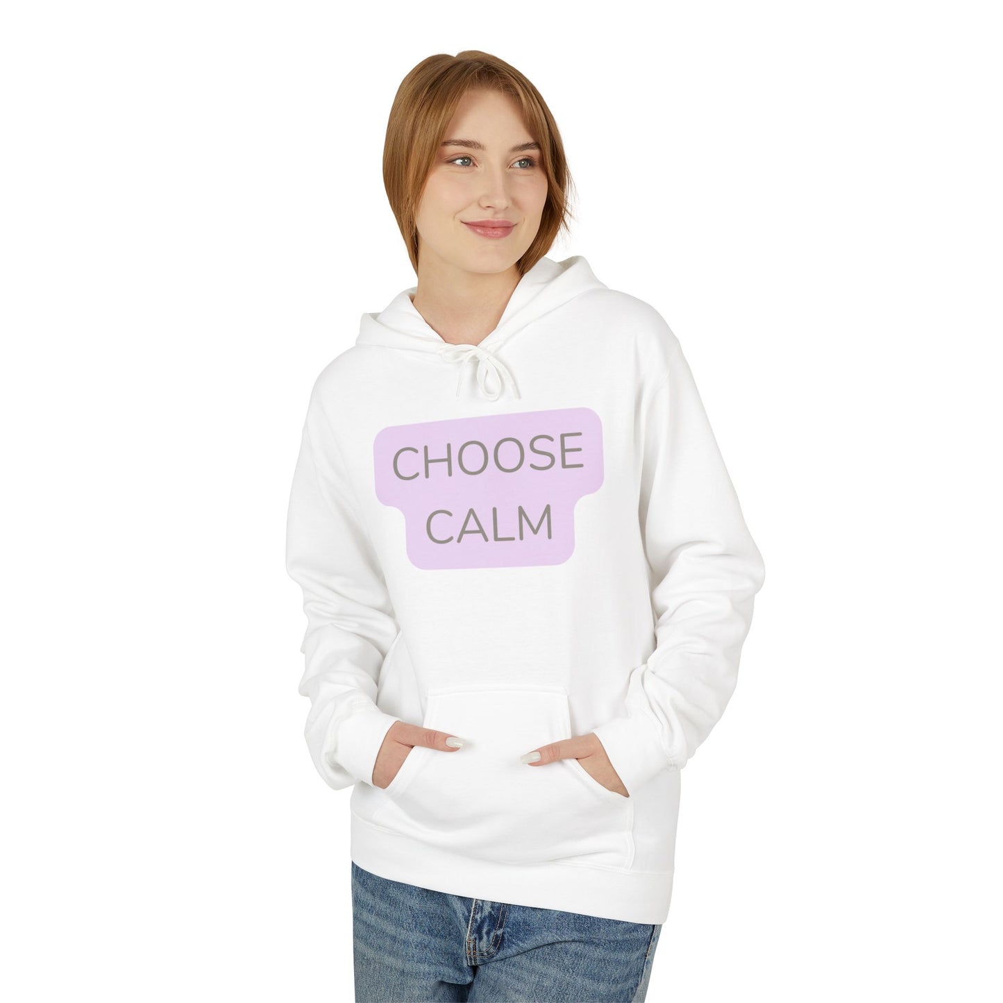 Choose Calm Unisex Midweight Softstyle Hoodie — Minimal Pastel Graphic Relaxation Sweatshirt