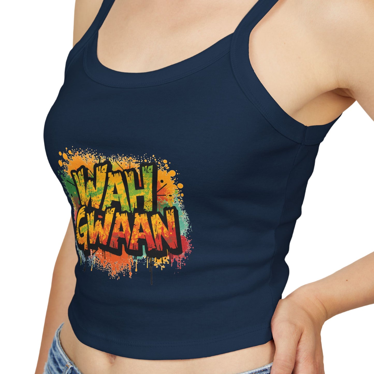 Wah Gwaan Women's Tank Top — Caribbean Vibes Spaghetti Strap Tee