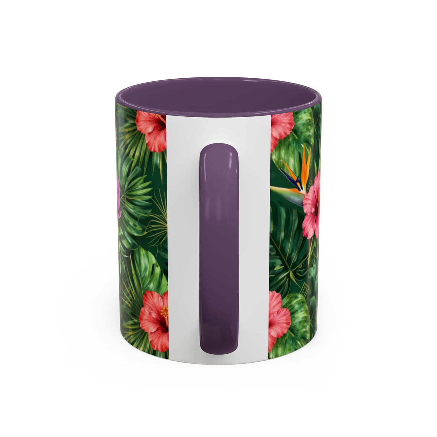 Tropical Floral Coffee Mug — Orchid & Hibiscus Accent 11/15oz