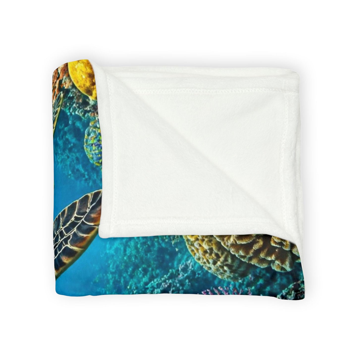 Sea Turtle Ocean Coral Soft Polyester Blanket — Marine Life Throw for Beach Lovers