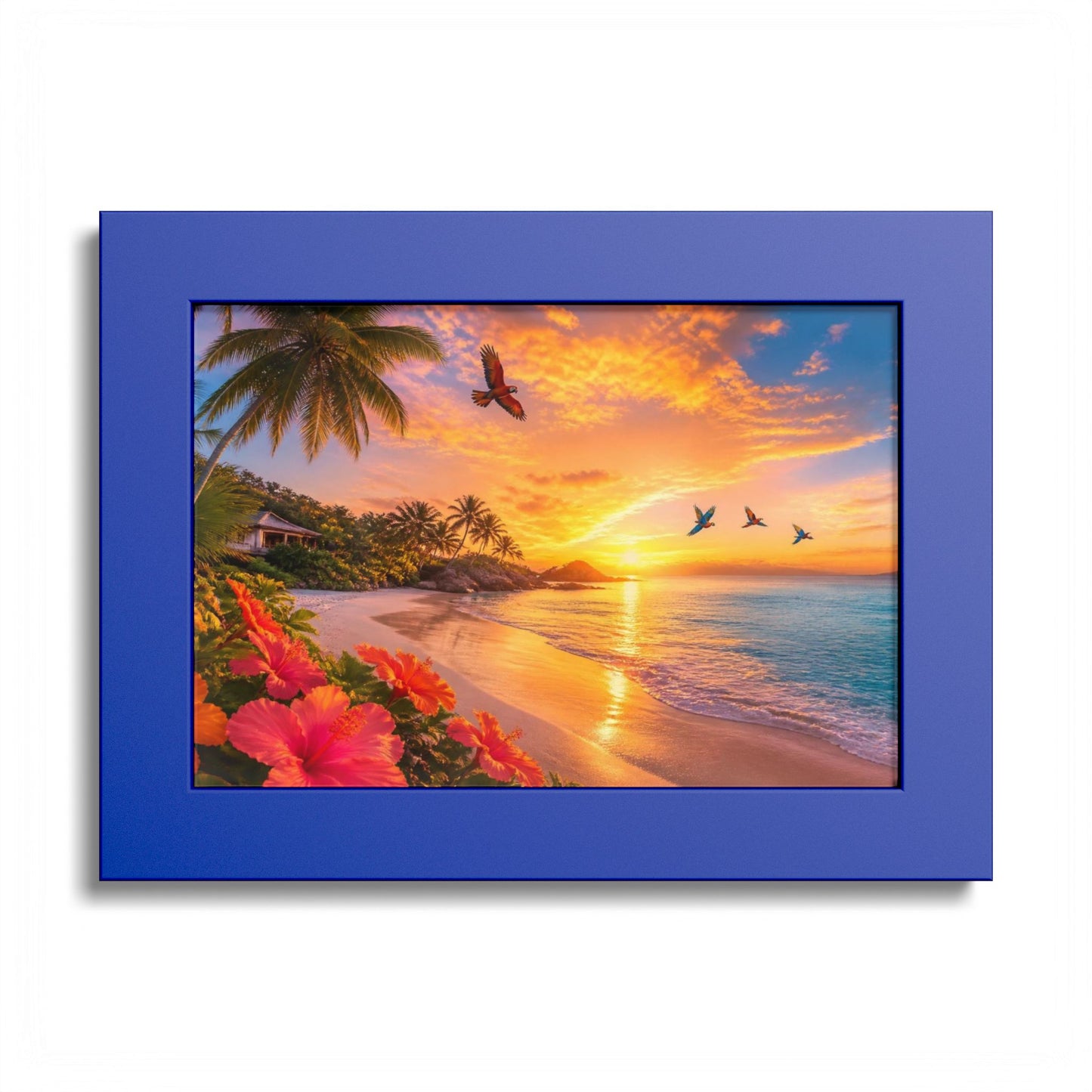 Tropical Sunset Framed Poster — Colorful Beach Wall Art