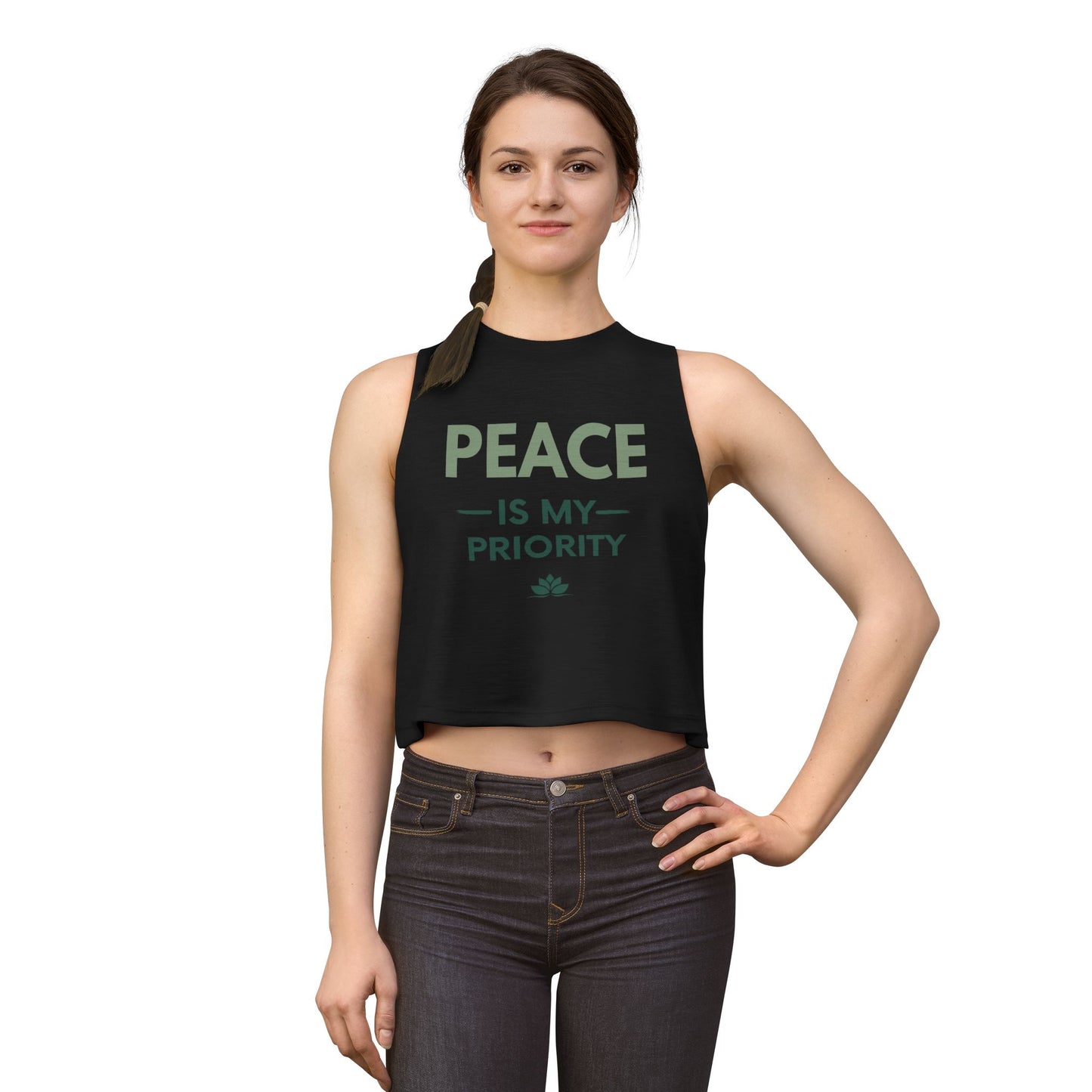 Peace Is My Priority Crop Top — Women's Relaxed Yoga Tank