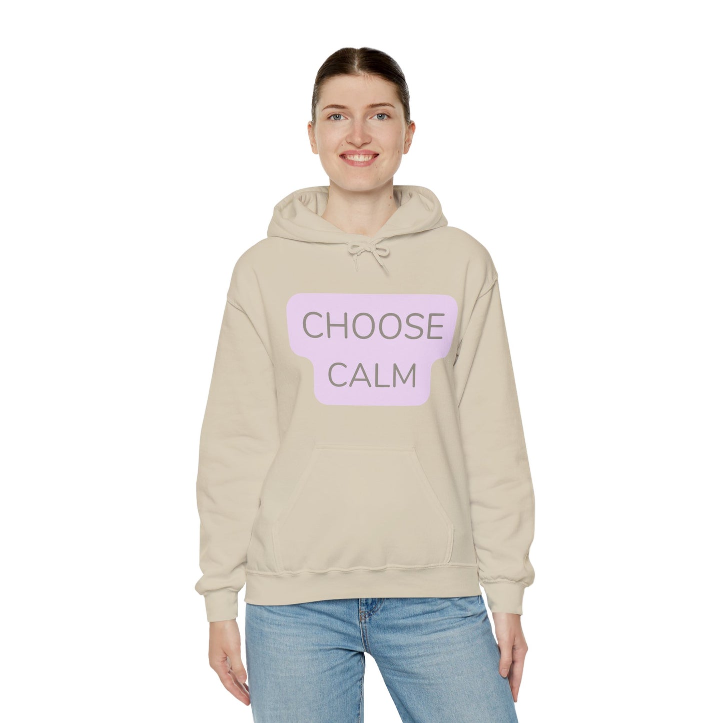Hoodie Unisex Heavy Blend — "Choose Calm" Pastel Minimalist Relaxation Pullover