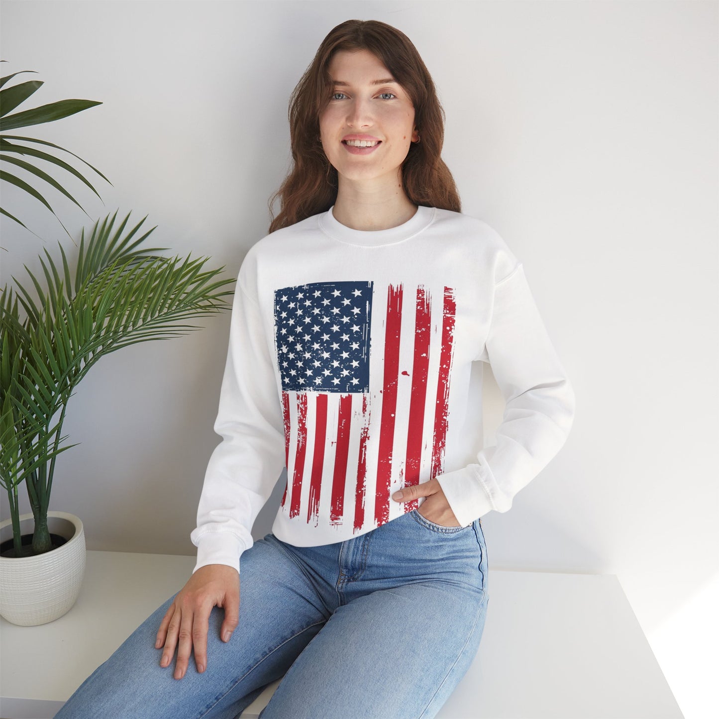 USA Flag Unisex Heavy Blend™ Crewneck Sweatshirt