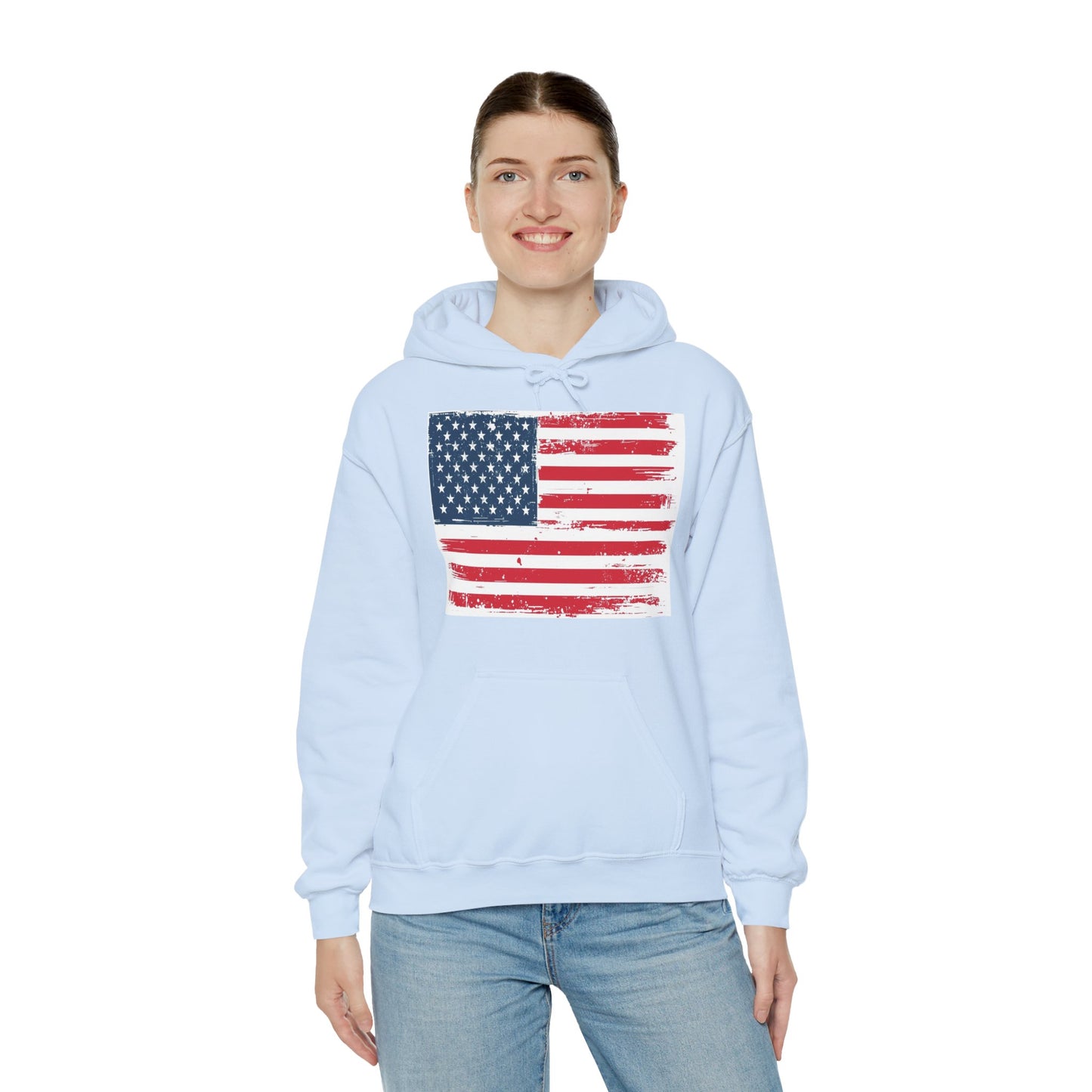 Vintage American Flag Hoodie, Unisex Sweatshirt for Independence Day, Patriotic Gift, Cozy Outerwear, 4th of July Celebration