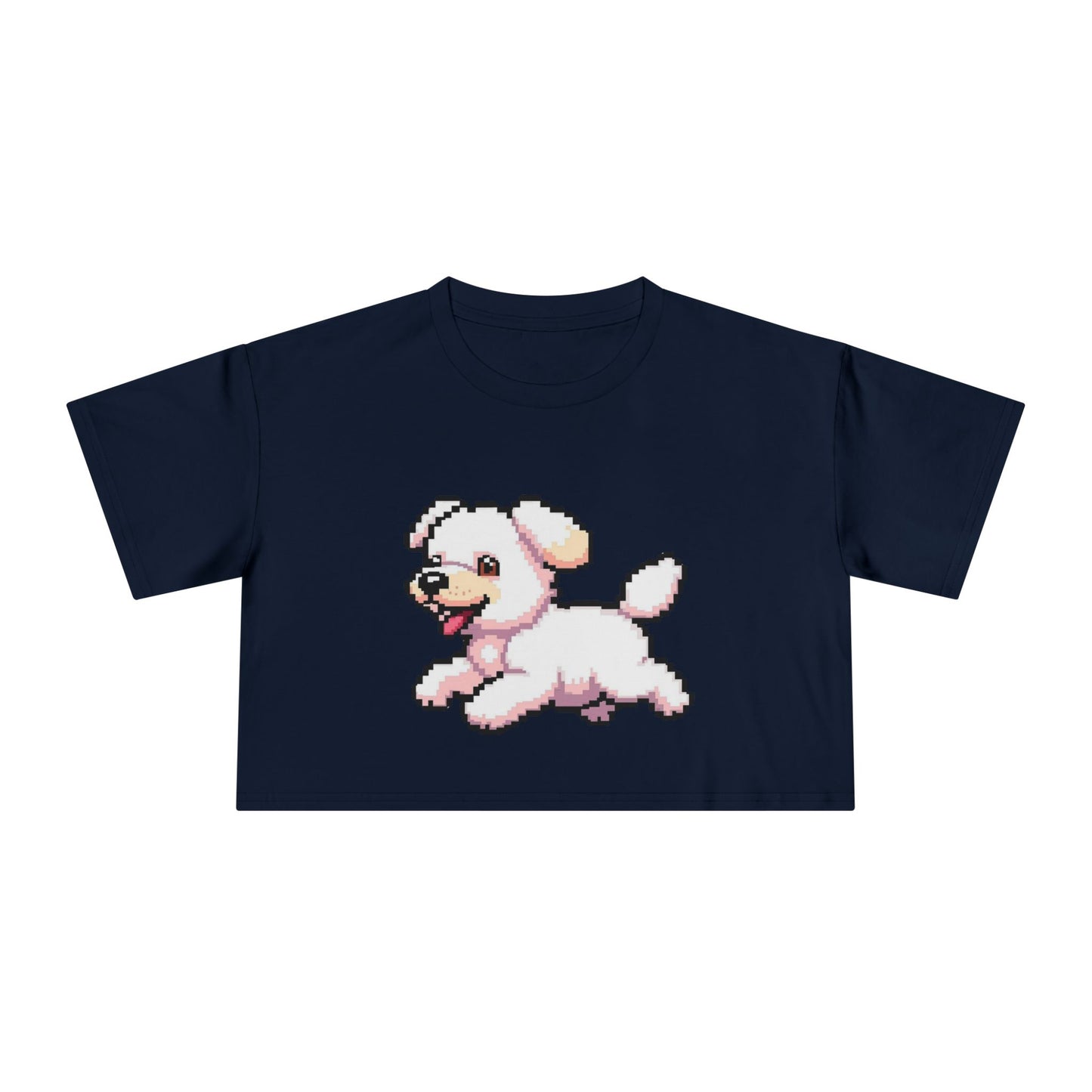 Playful Retro Dog Women's Crop Tee, Cute Animal Top, Summer Shirt, Gift for Dog Lovers, Casual Style, Beachwear