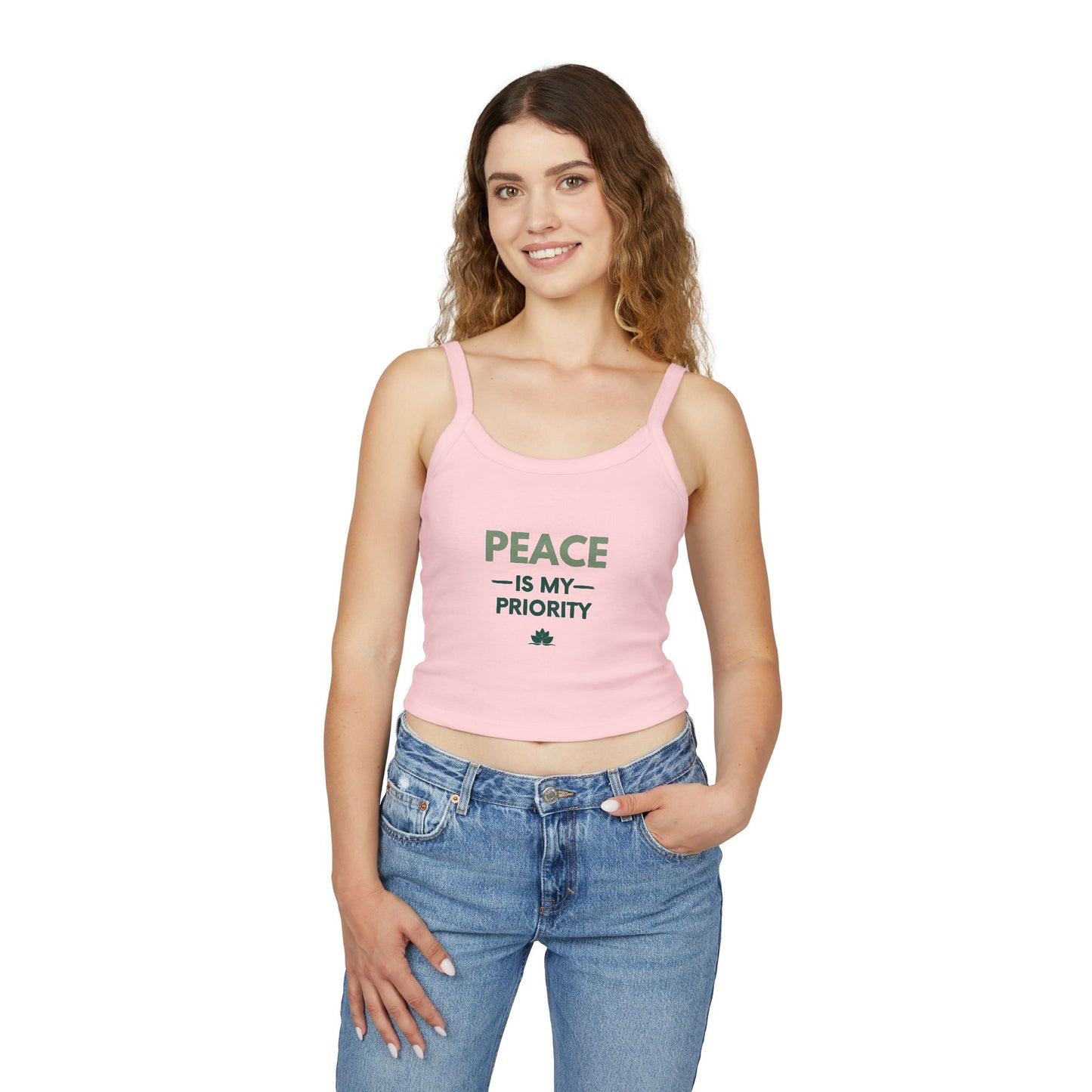 Peace Is My Priority Tank Top — Women's Spaghetti-Strap Crop