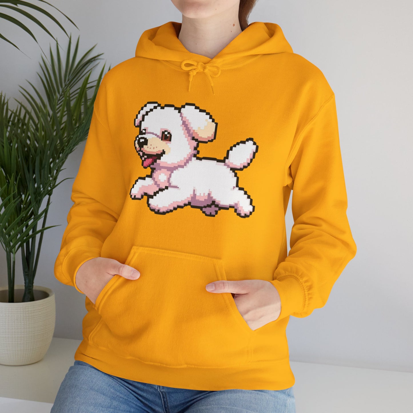 Pixelated Dog Unisex Hoodie, Cozy Pet Lover Sweatshirt, Cute Dog Design, Gift for Animal Lovers, Ideal for Casual Wear, Perfect for Holidays