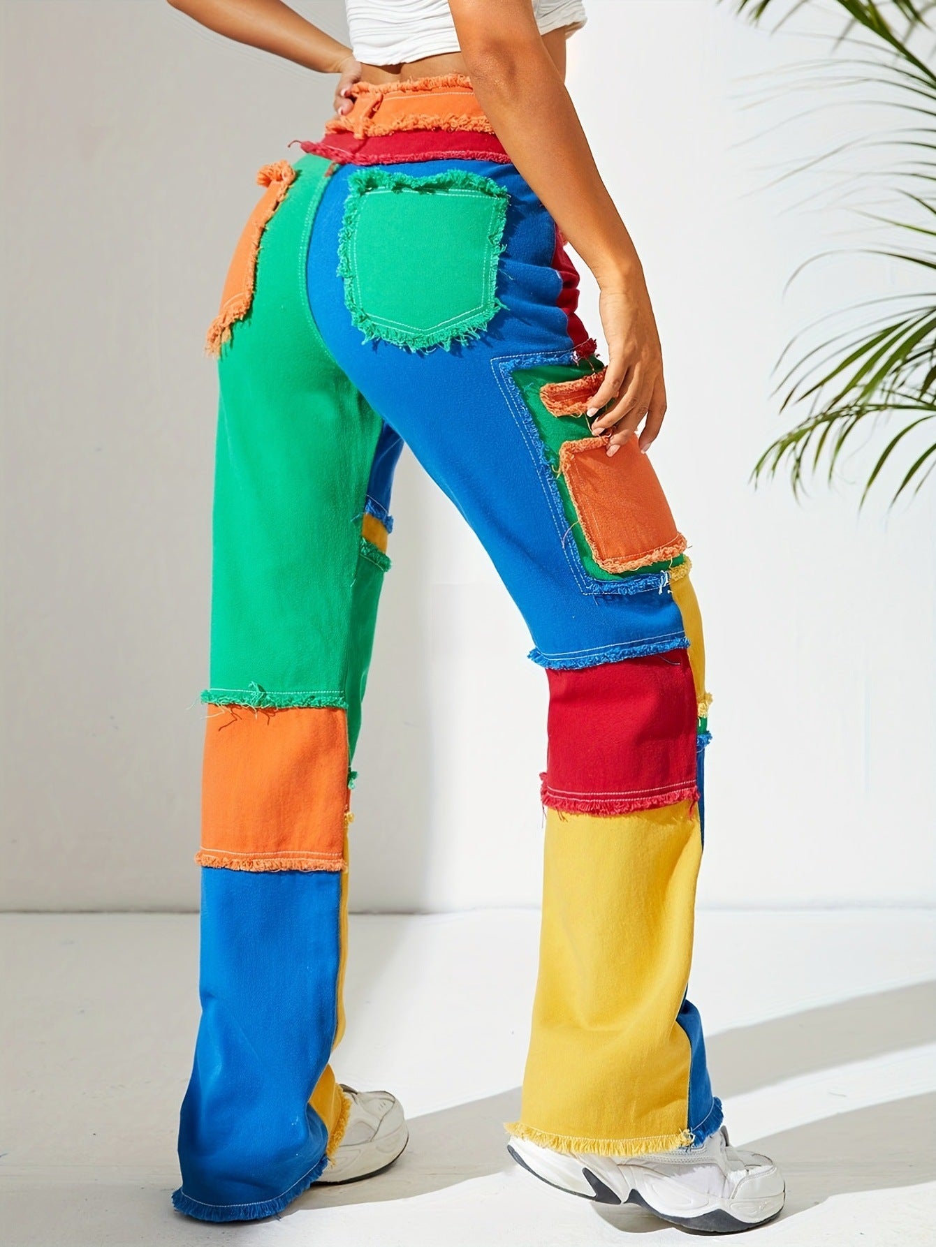 High Waist Loose Straight-Leg Denim Trousers for Women
