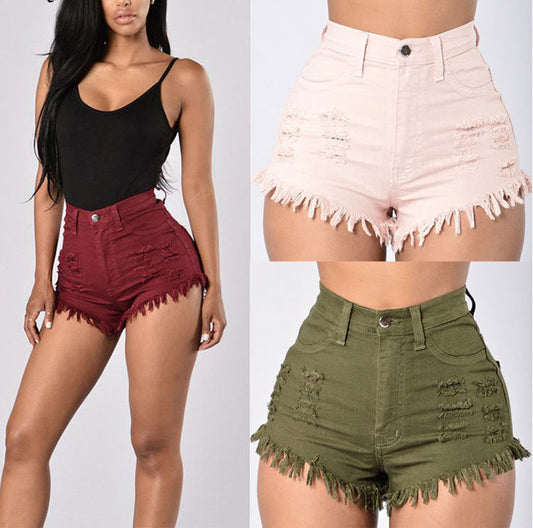 Stretch Sexy Frayed Denim Shorts Women's Hot Pants