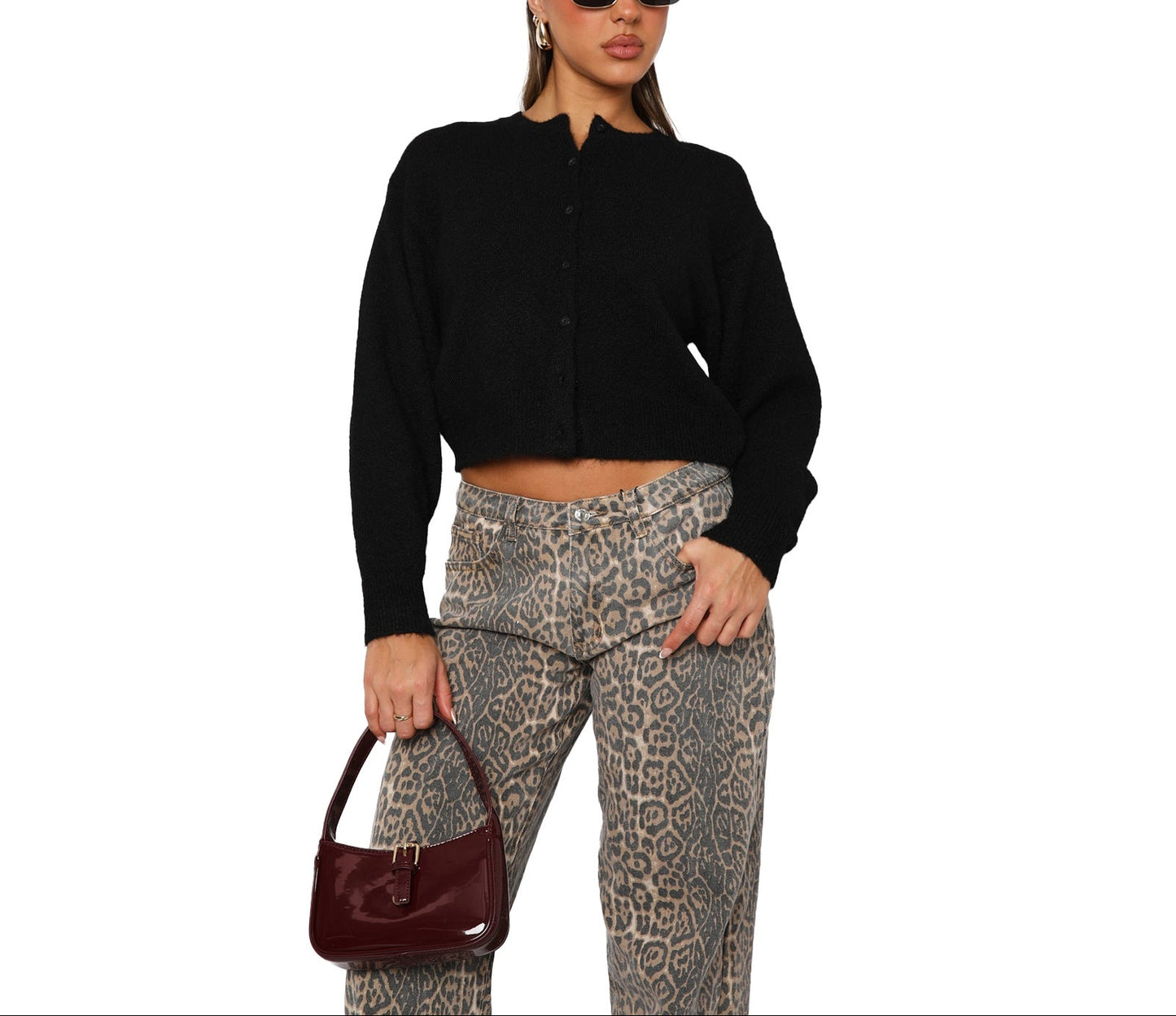 Comfort And Casual Solid Color Woolen Cardigan Short Coat Top Sweater