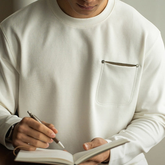 Men’s Contrast Pocket Pullover – Long Sleeve Spring Layer