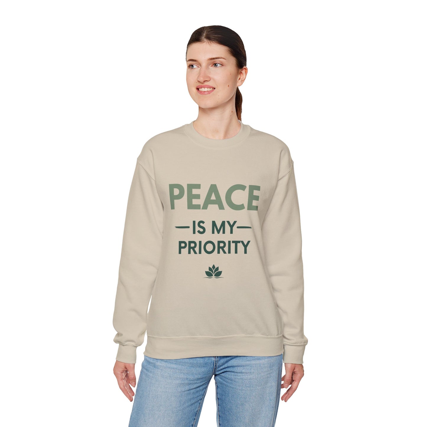 Peace Is My Priority Sweatshirt — Relaxed Crewneck Pullover for Mindfulness & Self-Care