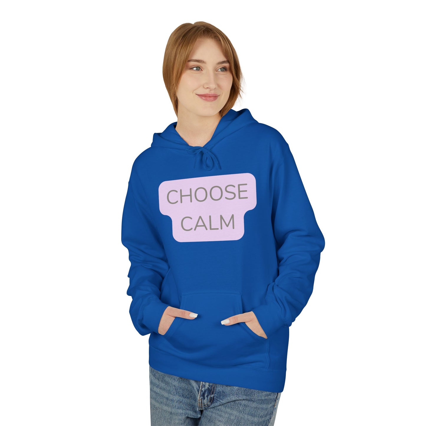 Choose Calm Unisex Midweight Softstyle Hoodie — Minimal Pastel Graphic Relaxation Sweatshirt