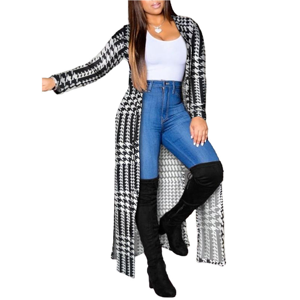 Women's Long Printed Cardigan – Lightweight Long Sleeve Layer