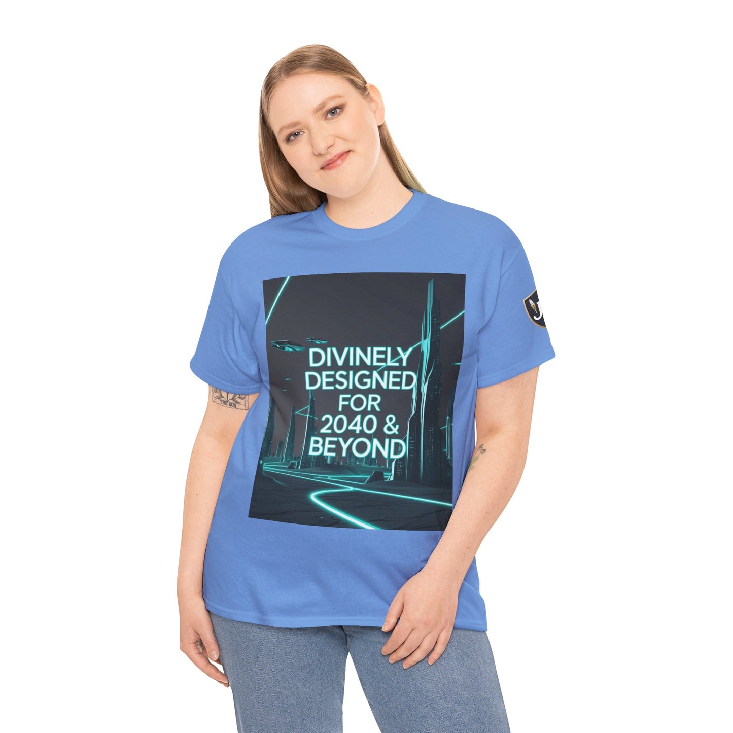 Futuristic Urban Tee for Tech Lovers - Unisex Heavy Cotton