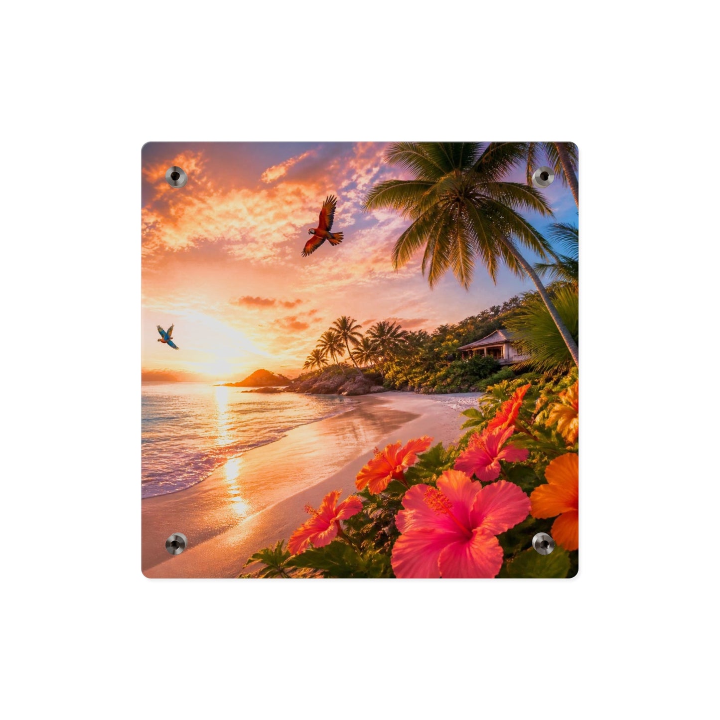Tropical Beach Sunset Acrylic Wall Art Panel