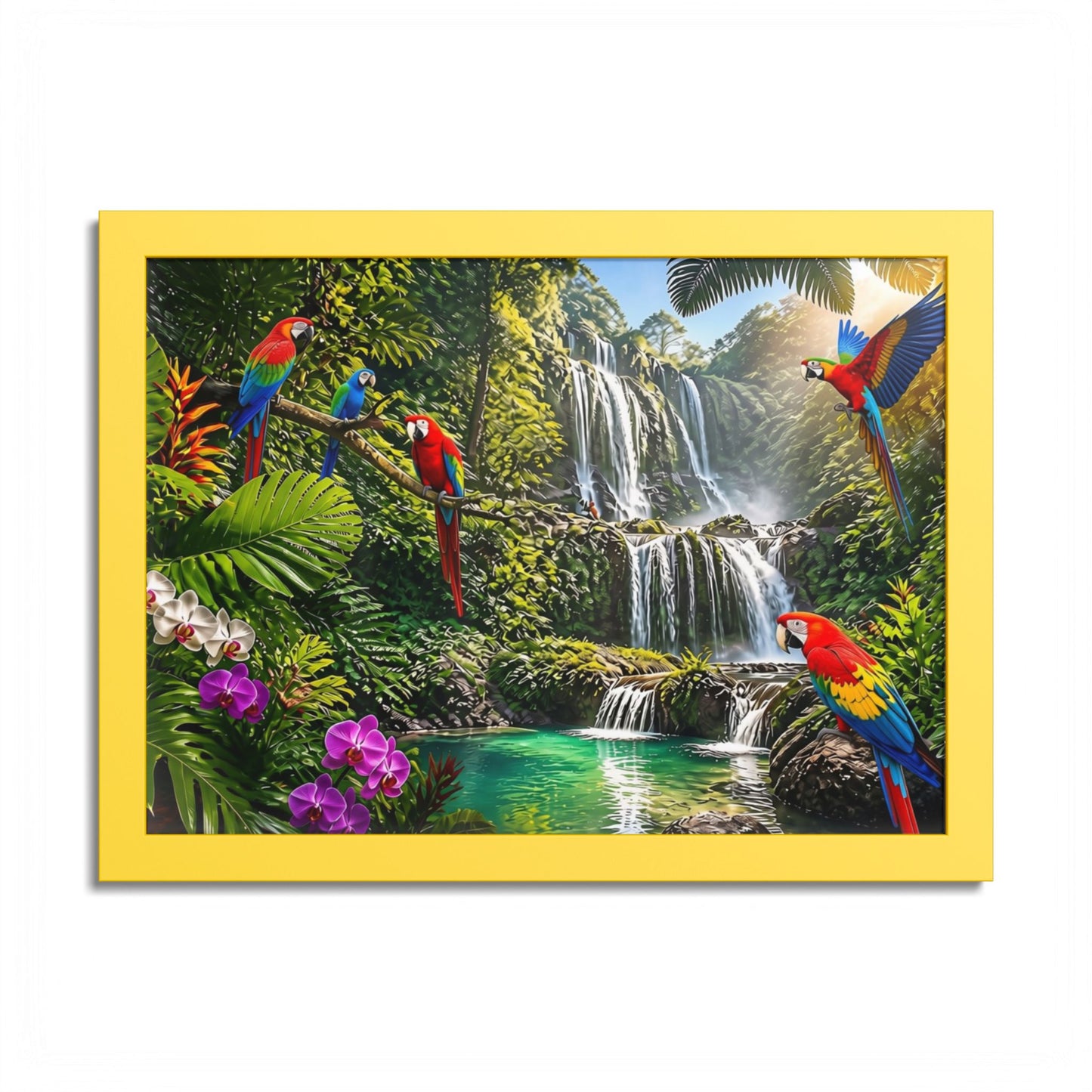Tropical Waterfall Parrot Poster