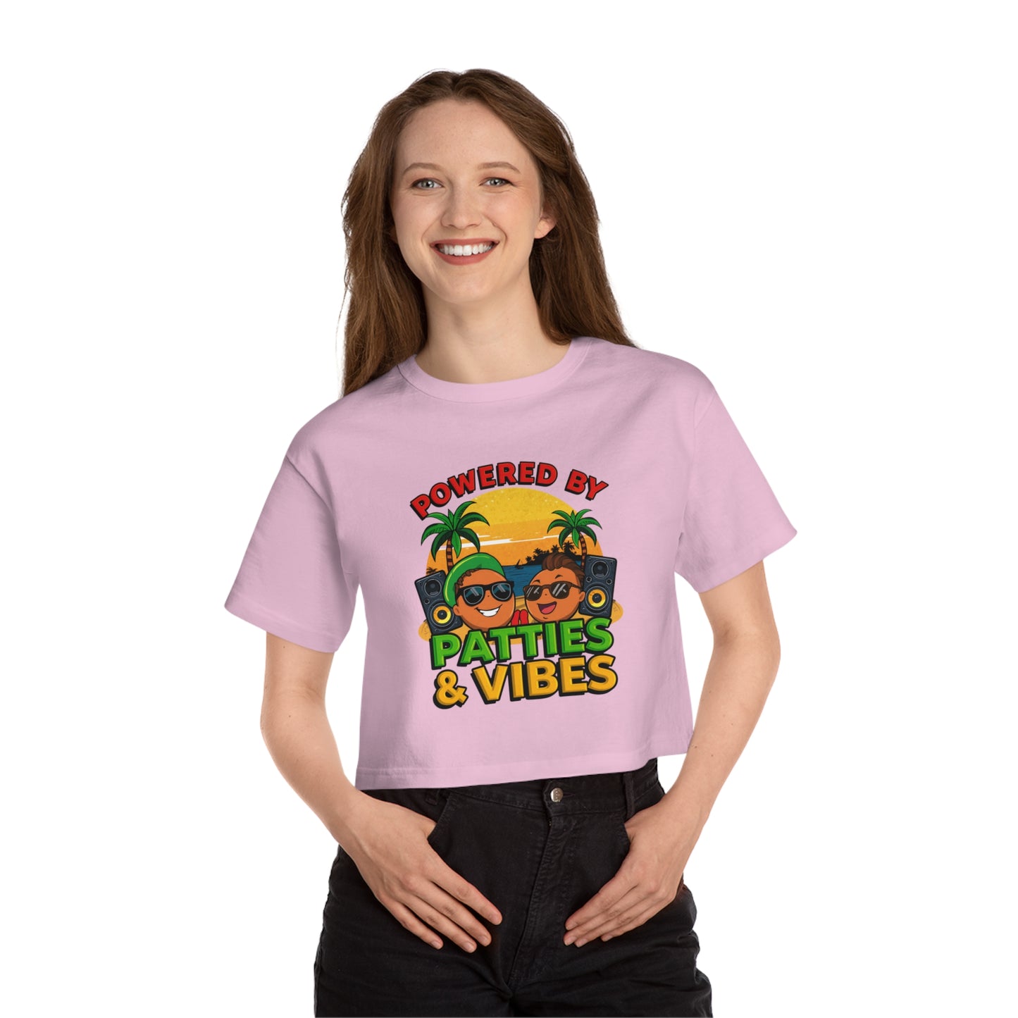 Powered by Patties and Vibes Cropped T-Shirt — Women's Champion Heritage Crop