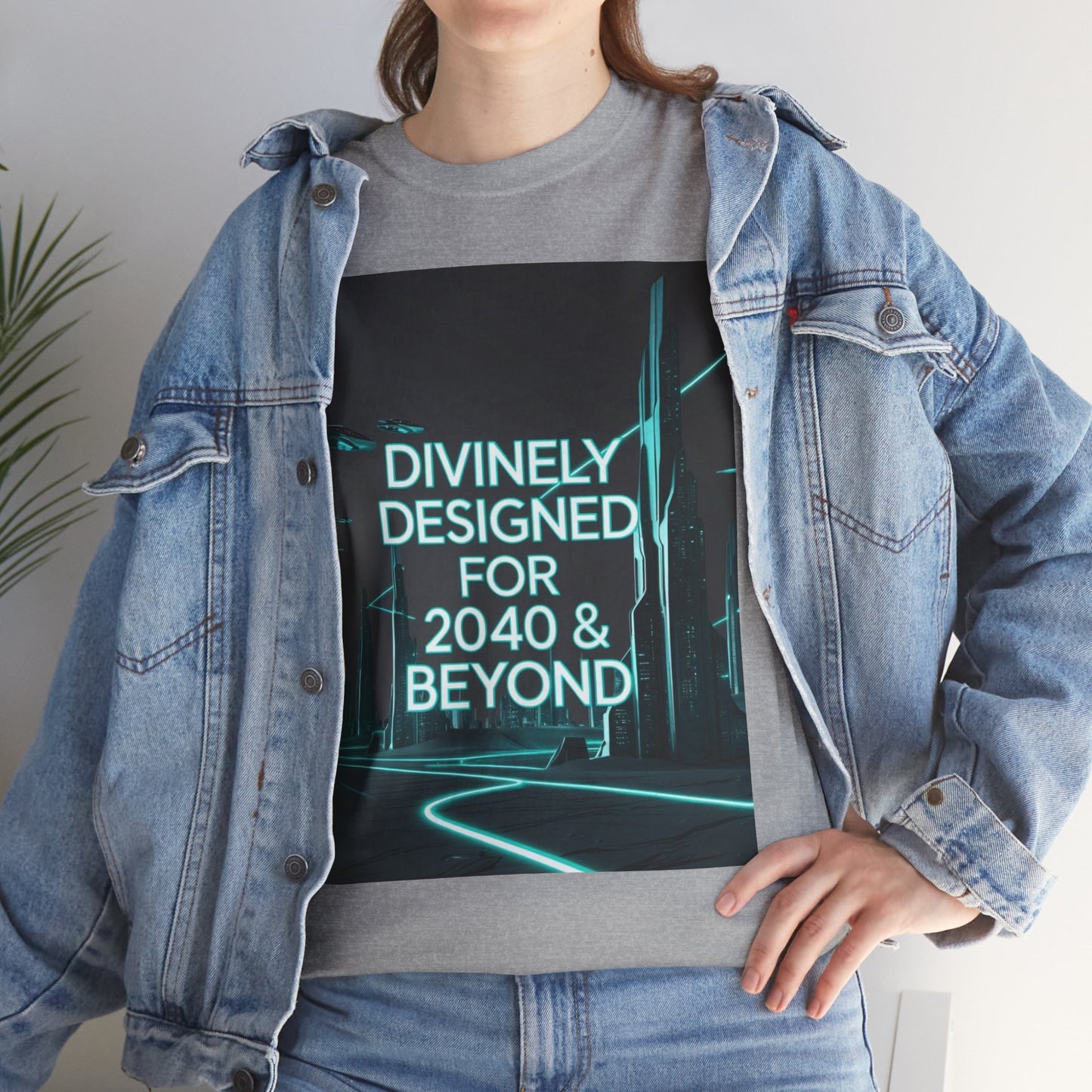 Futuristic Urban Tee for Tech Lovers - Unisex Heavy Cotton
