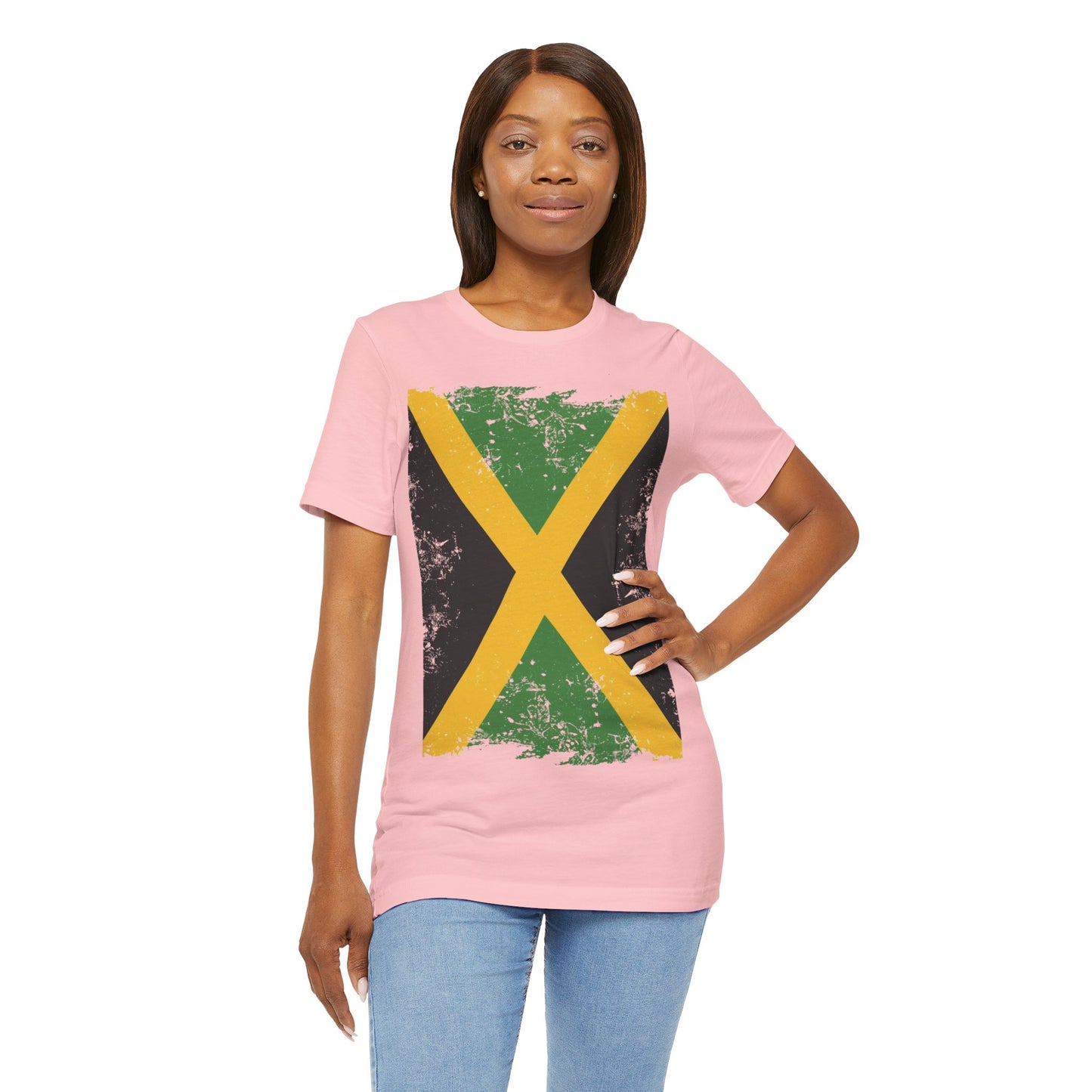 Jamaican Flag Short Sleeve Tee, Unisex Graphic Tee, Casual Wear, Festival Shirt, Gift for Music Lovers, Summer Vibes