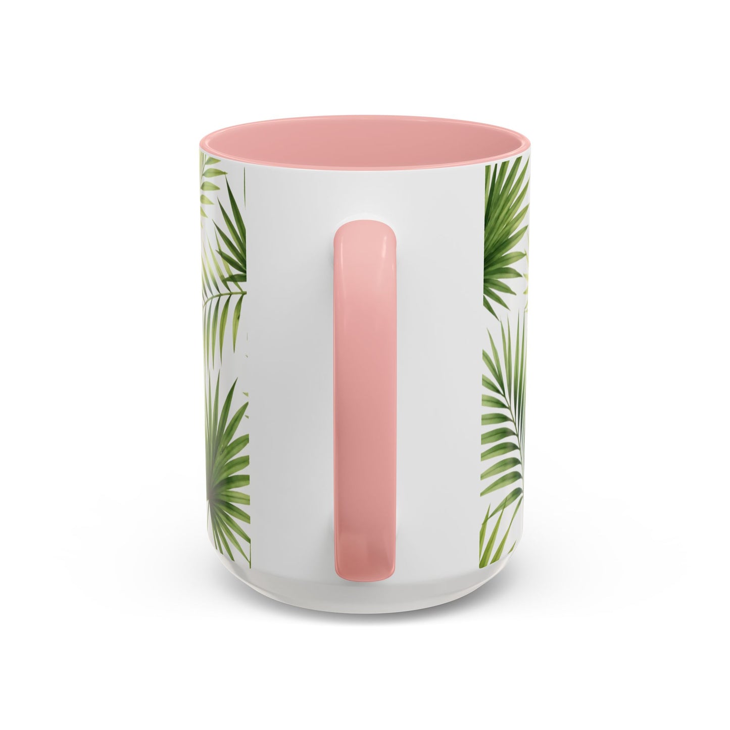 Tropical Palm Accent Coffee Mug – Green Leaf Pattern, 11/15oz