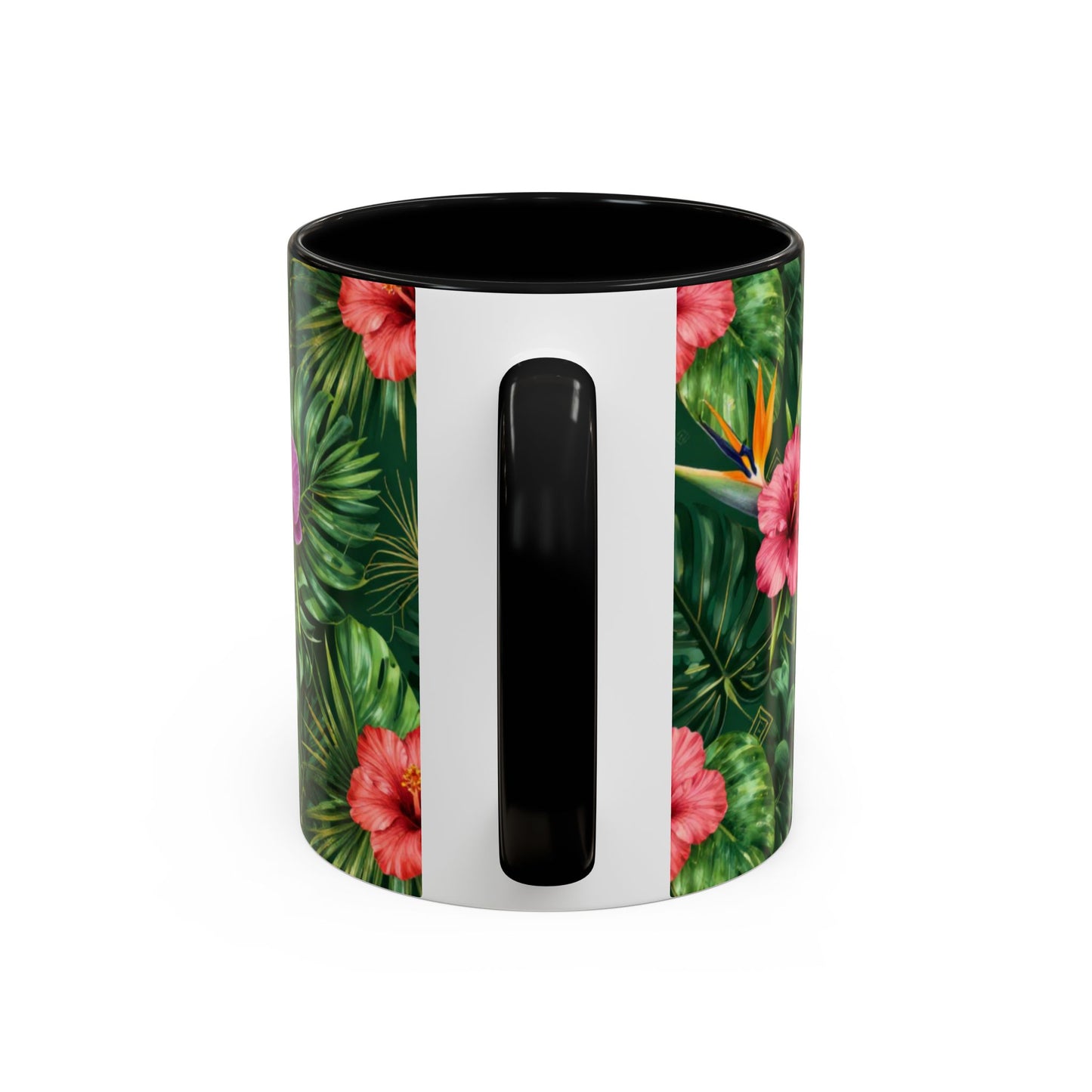 Tropical Floral Coffee Mug — Orchid & Hibiscus Accent 11/15oz