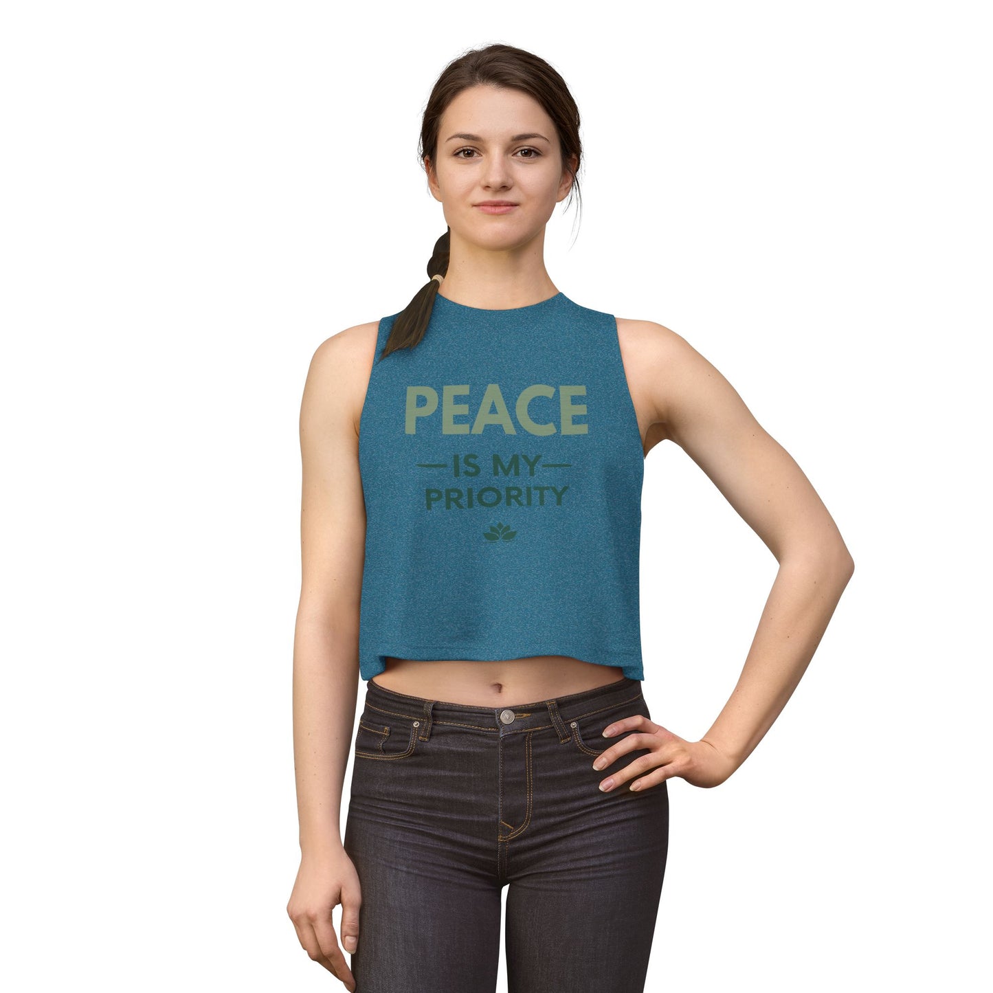 Peace Is My Priority Crop Top — Women's Relaxed Yoga Tank