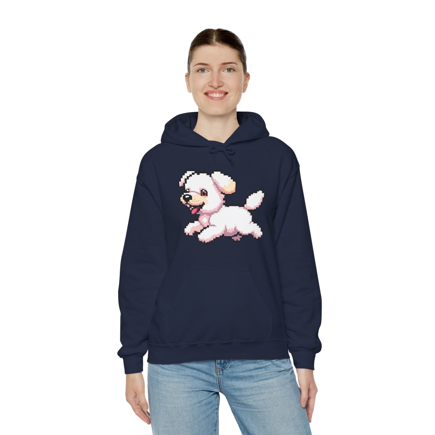 Pixelated Dog Unisex Hoodie, Cozy Pet Lover Sweatshirt, Cute Dog Design, Gift for Animal Lovers, Ideal for Casual Wear, Perfect for Holidays