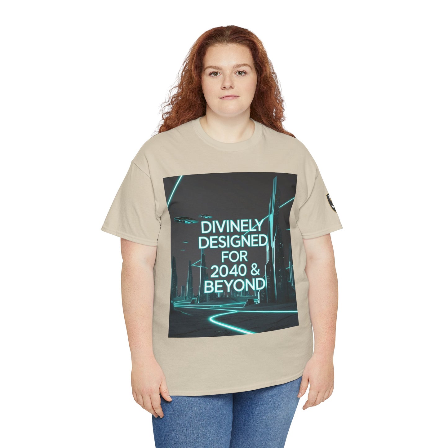 Futuristic Urban Tee for Tech Lovers - Unisex Heavy Cotton