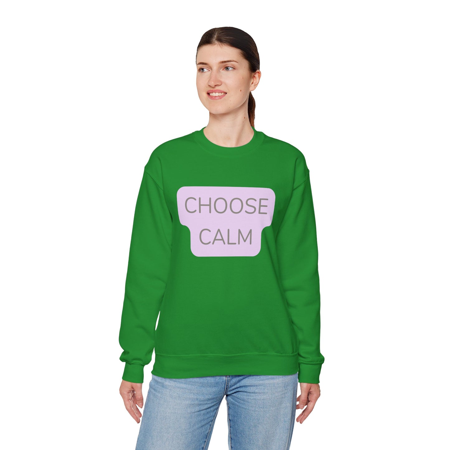 Crewneck Sweatshirt — "Choose Calm" Pastel Wellness Graphic