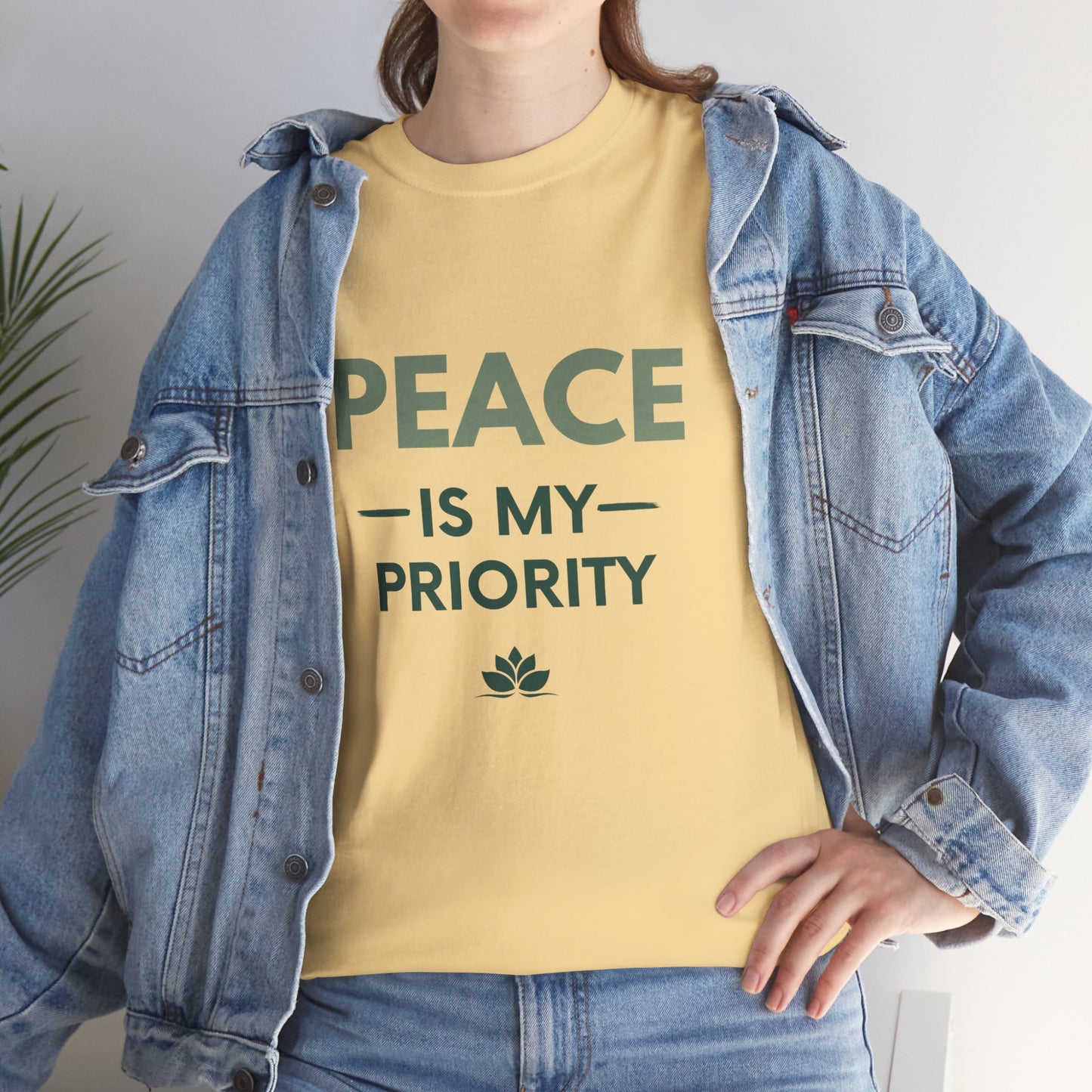 Peace is My Priority Unisex Heavy Cotton Tee, Relaxed Fit T-Shirt, Mindfulness Shirt, Gift for Meditation Lovers