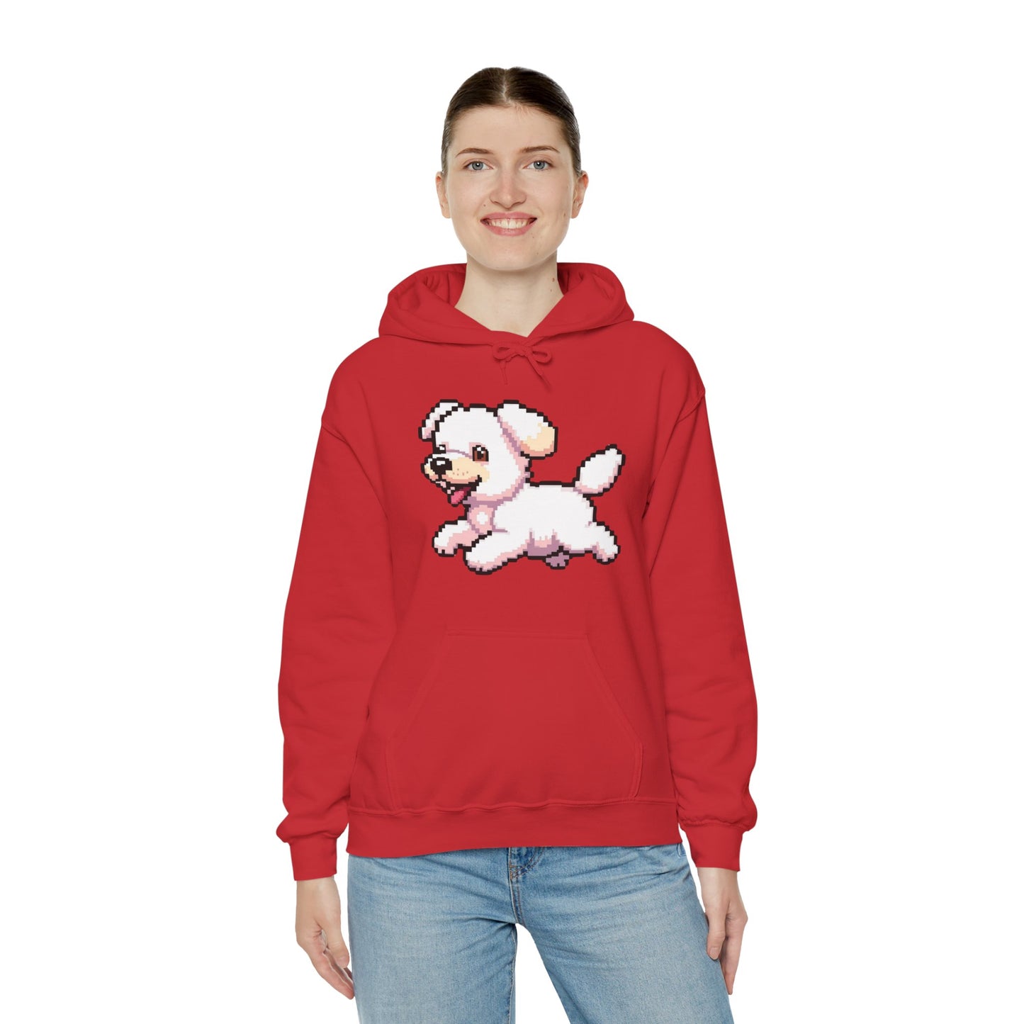 Pixelated Dog Unisex Hoodie, Cozy Pet Lover Sweatshirt, Cute Dog Design, Gift for Animal Lovers, Ideal for Casual Wear, Perfect for Holidays