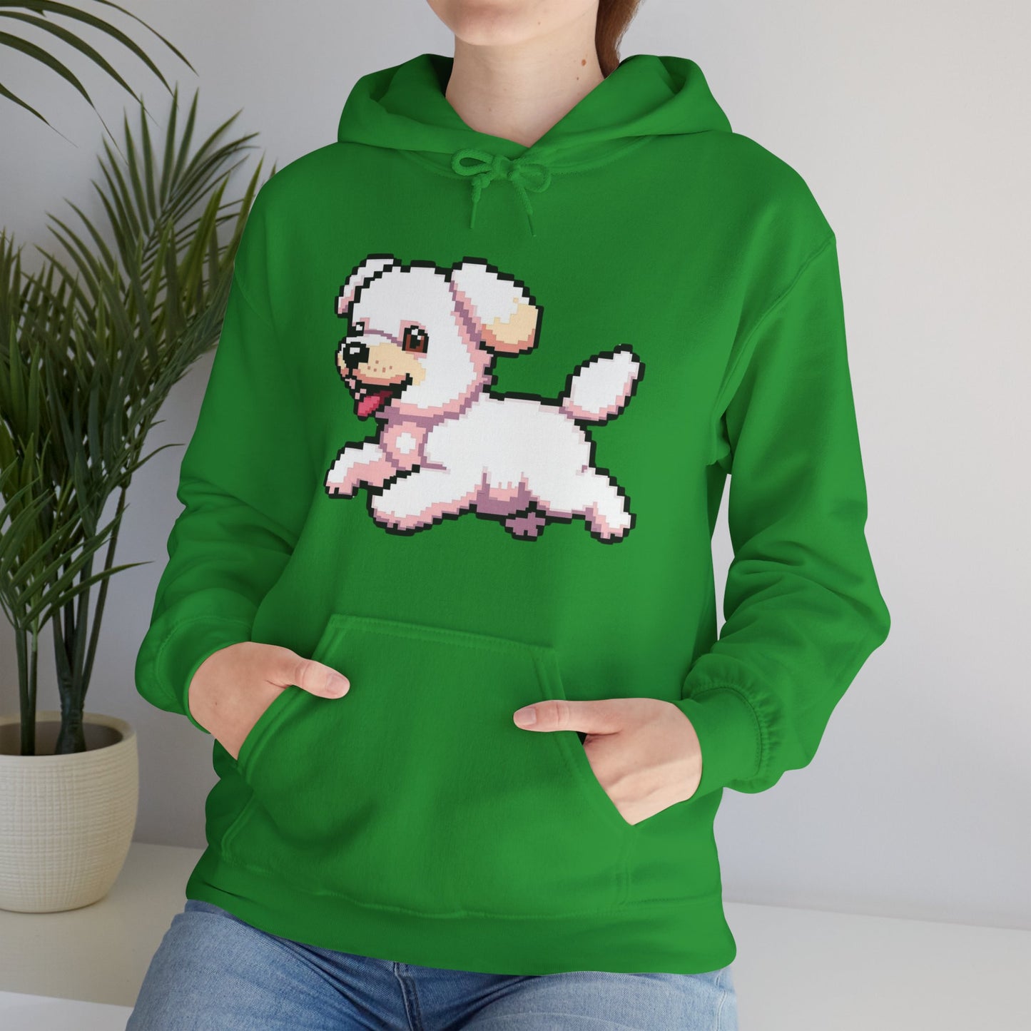 Pixelated Dog Unisex Hoodie, Cozy Pet Lover Sweatshirt, Cute Dog Design, Gift for Animal Lovers, Ideal for Casual Wear, Perfect for Holidays