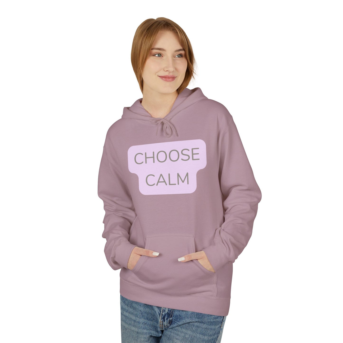 Choose Calm Unisex Midweight Softstyle Hoodie — Minimal Pastel Graphic Relaxation Sweatshirt