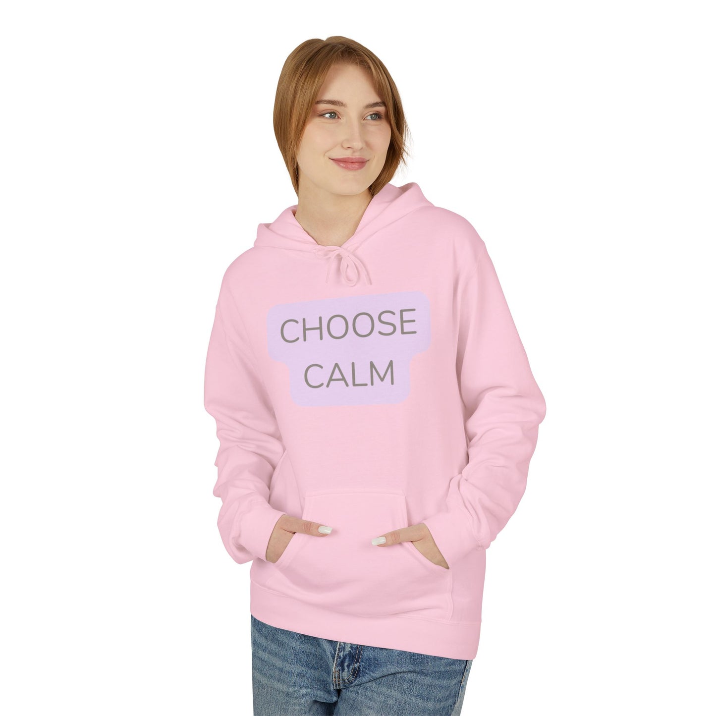 Choose Calm Unisex Midweight Softstyle Hoodie — Minimal Pastel Graphic Relaxation Sweatshirt