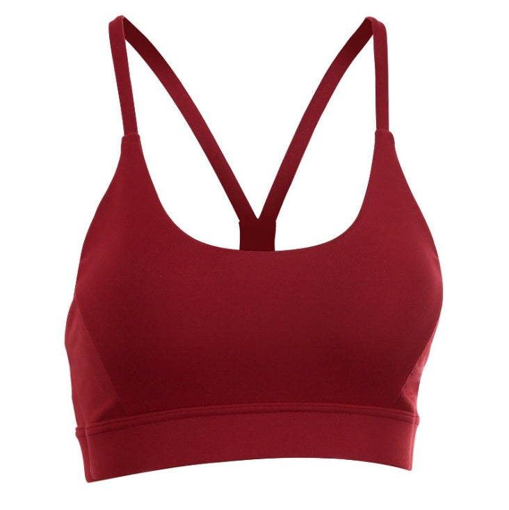 Back Mesh Triangle Push-Up Sports Bra – Racerback Padded Yoga & Fitness Top