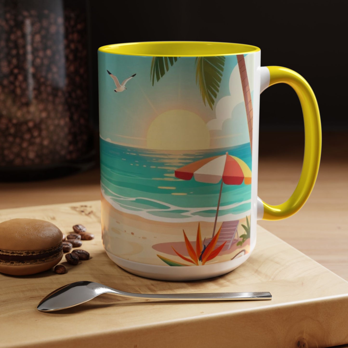 Beach Sunrise Coffee Mug — Tropical Ocean Scene Accent Mug (11/15oz)