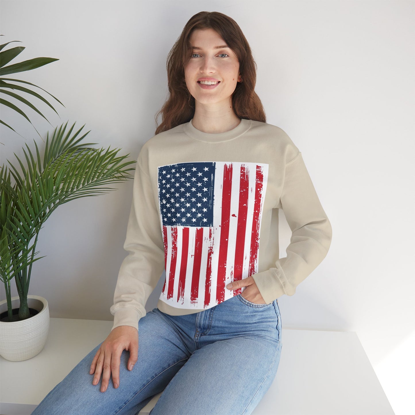 USA Flag Unisex Heavy Blend™ Crewneck Sweatshirt