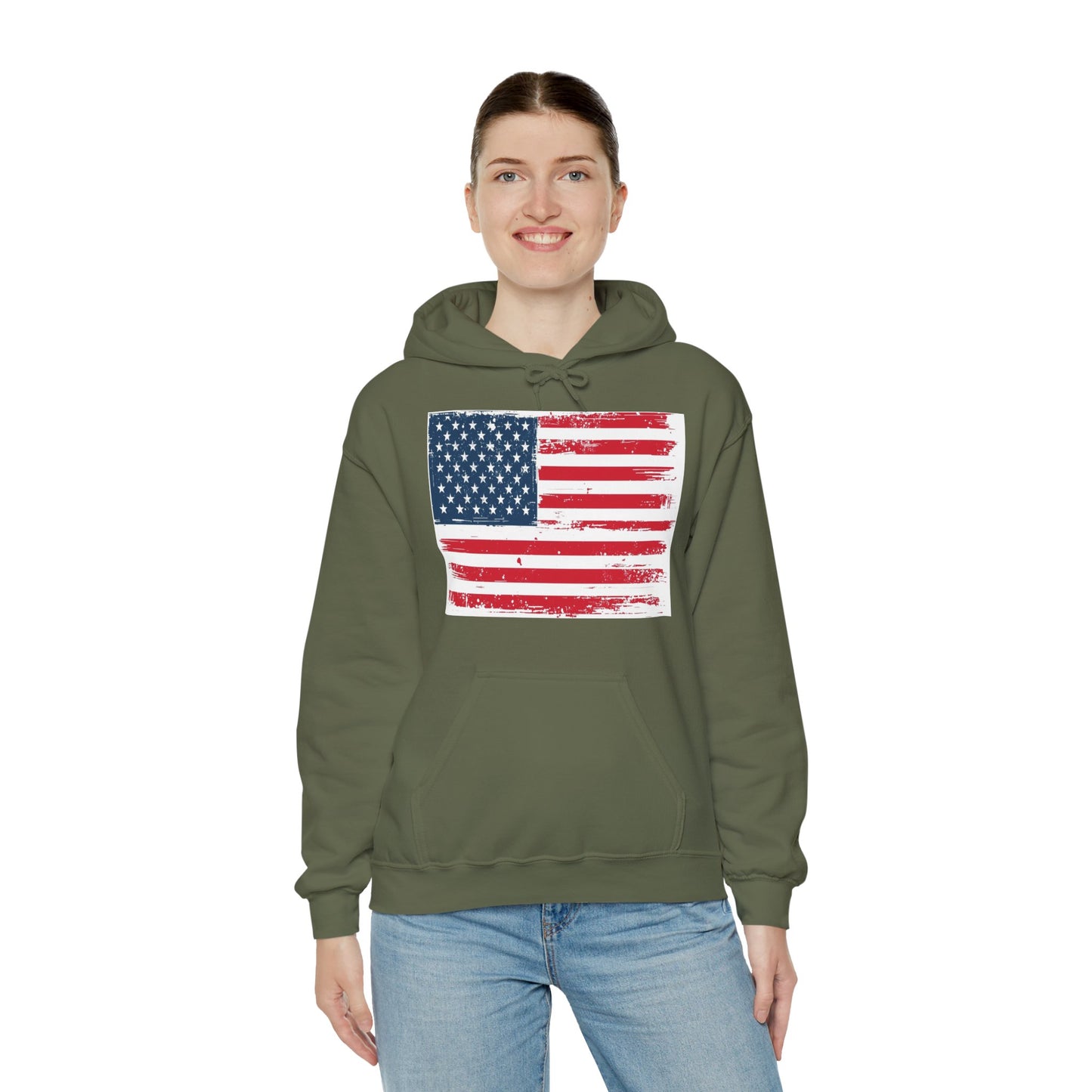 Vintage American Flag Hoodie, Unisex Sweatshirt for Independence Day, Patriotic Gift, Cozy Outerwear, 4th of July Celebration