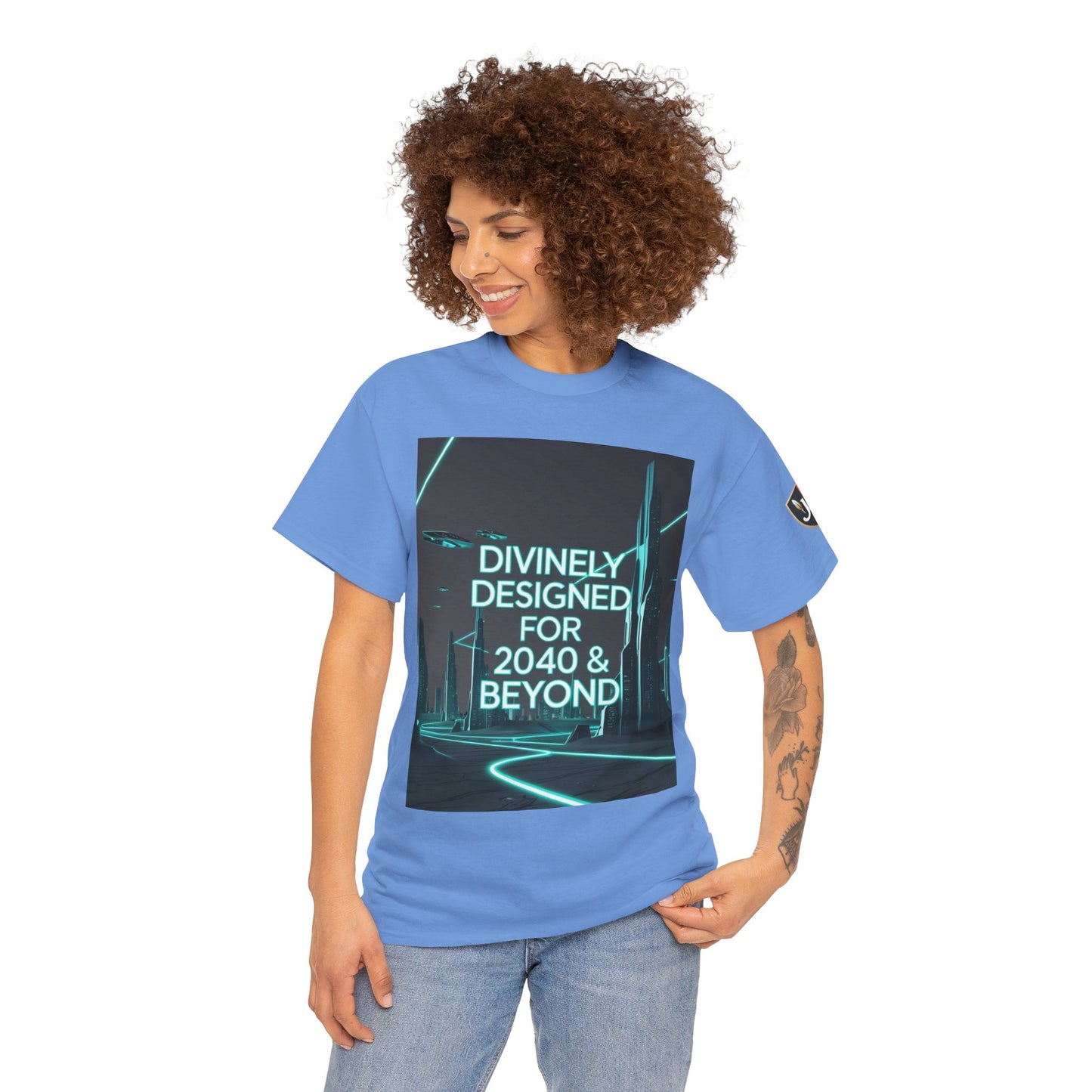 Futuristic Urban Tee for Tech Lovers - Unisex Heavy Cotton